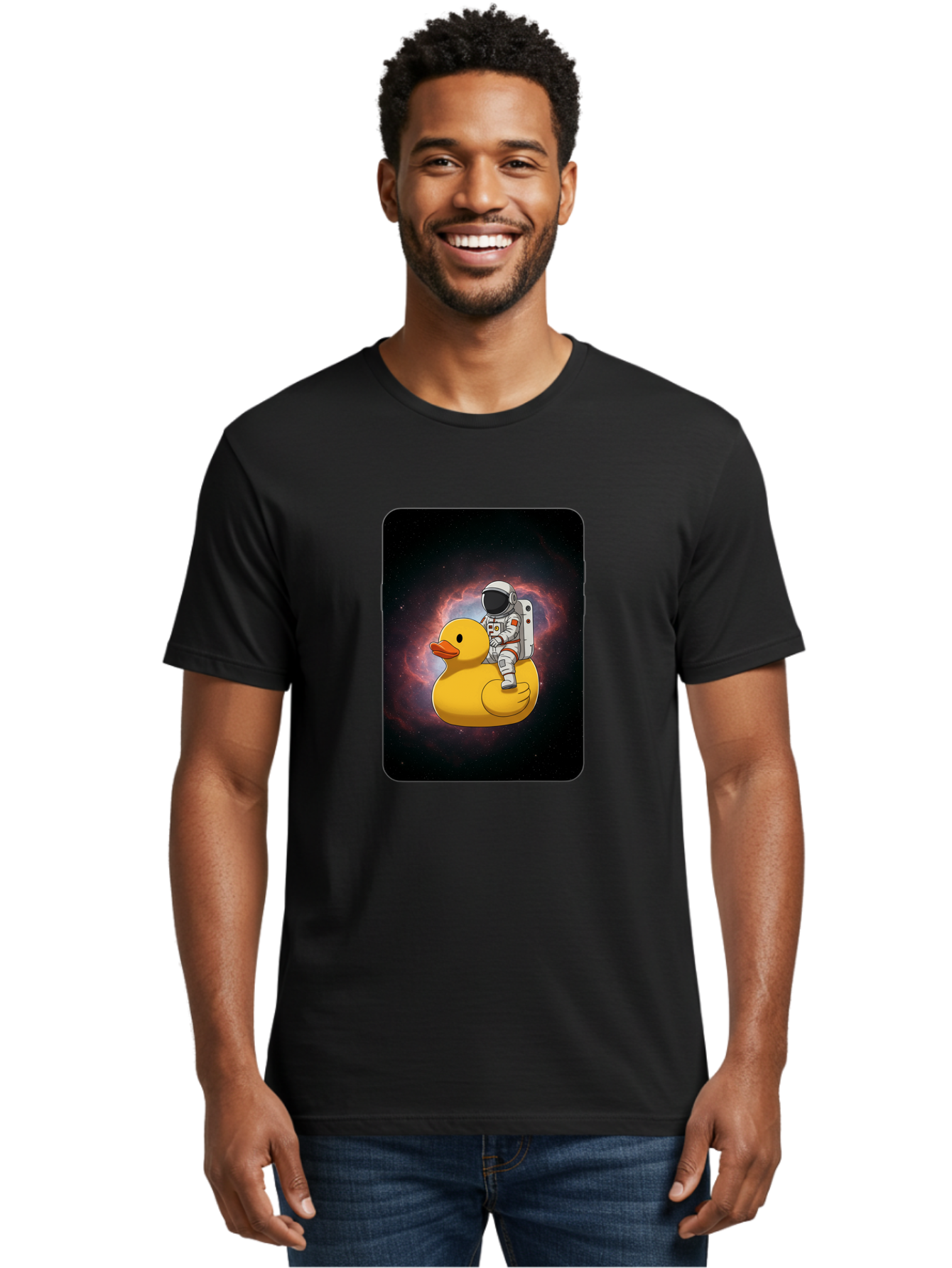Astronaut-Riding-Rubber-Duck-1 Men'S Graphic Tee, 100% Cotton, Comfortable Casual Summer Wear, Machine Washable, Vintage Camera, Old Camera, Antique Camera, Black Camera, Classic Photography, Photography Equipment, Nostalgic Device, Baj977