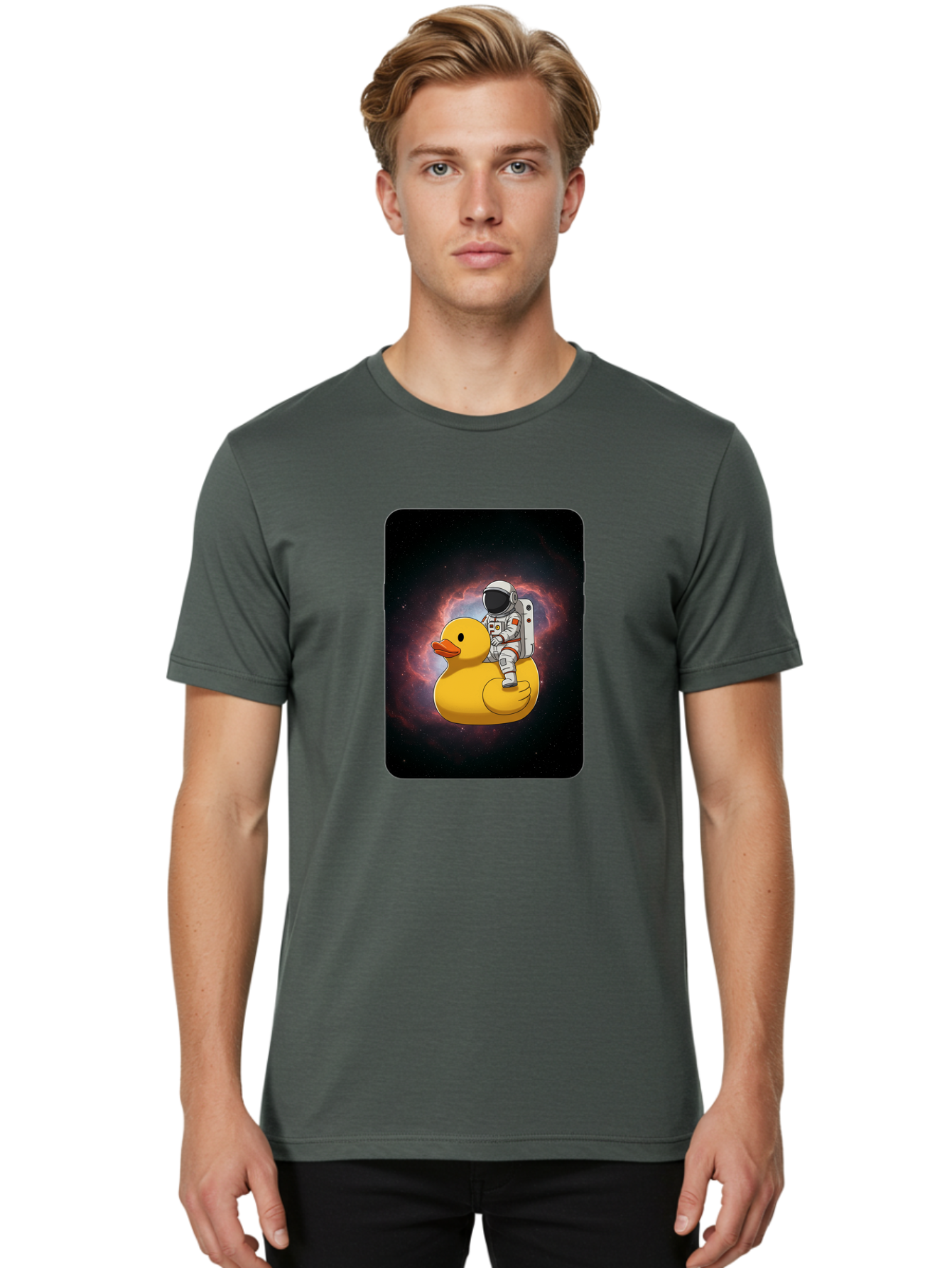 Astronaut-Riding-Rubber-Duck-1 Men'S Graphic Tee, 100% Cotton, Comfortable Casual Summer Wear, Machine Washable, Vintage Camera, Old Camera, Antique Camera, Black Camera, Classic Photography, Photography Equipment, Nostalgic Device, Baj977