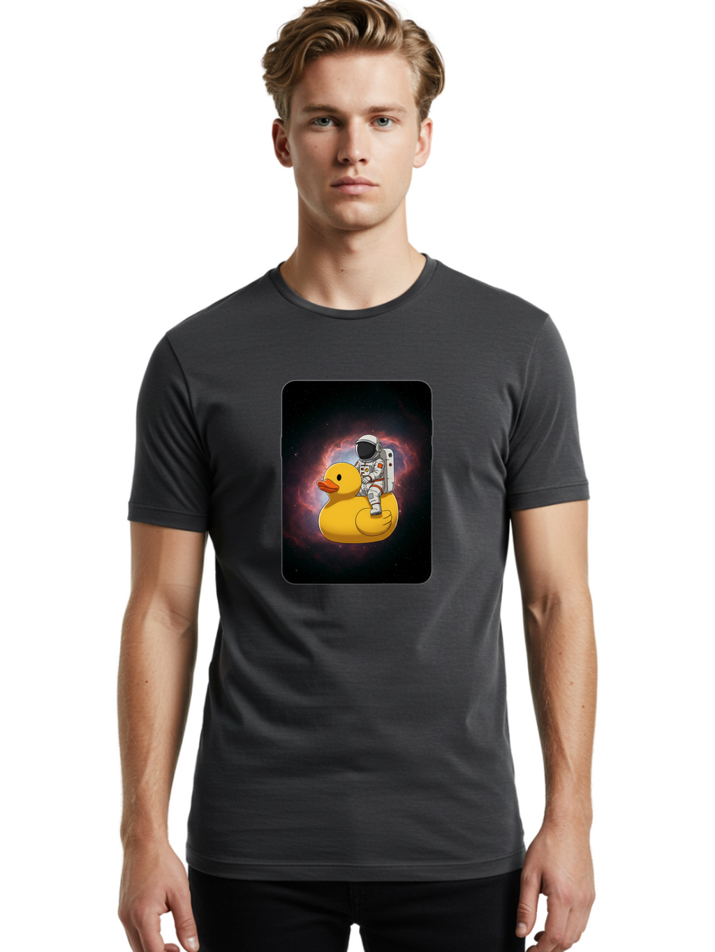 Astronaut-Riding-Rubber-Duck-1 Men'S Graphic Tee, 100% Cotton, Comfortable Casual Summer Wear, Machine Washable, Vintage Camera, Old Camera, Antique Camera, Black Camera, Classic Photography, Photography Equipment, Nostalgic Device, Baj977