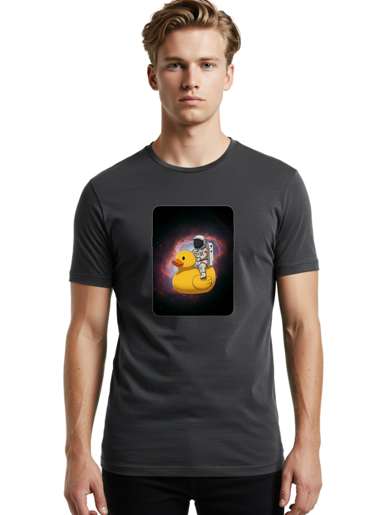 Astronaut-Riding-Rubber-Duck-1 Men'S Graphic Tee, 100% Cotton, Comfortable Casual Summer Wear, Machine Washable, Vintage Camera, Old Camera, Antique Camera, Black Camera, Classic Photography, Photography Equipment, Nostalgic Device, Baj977