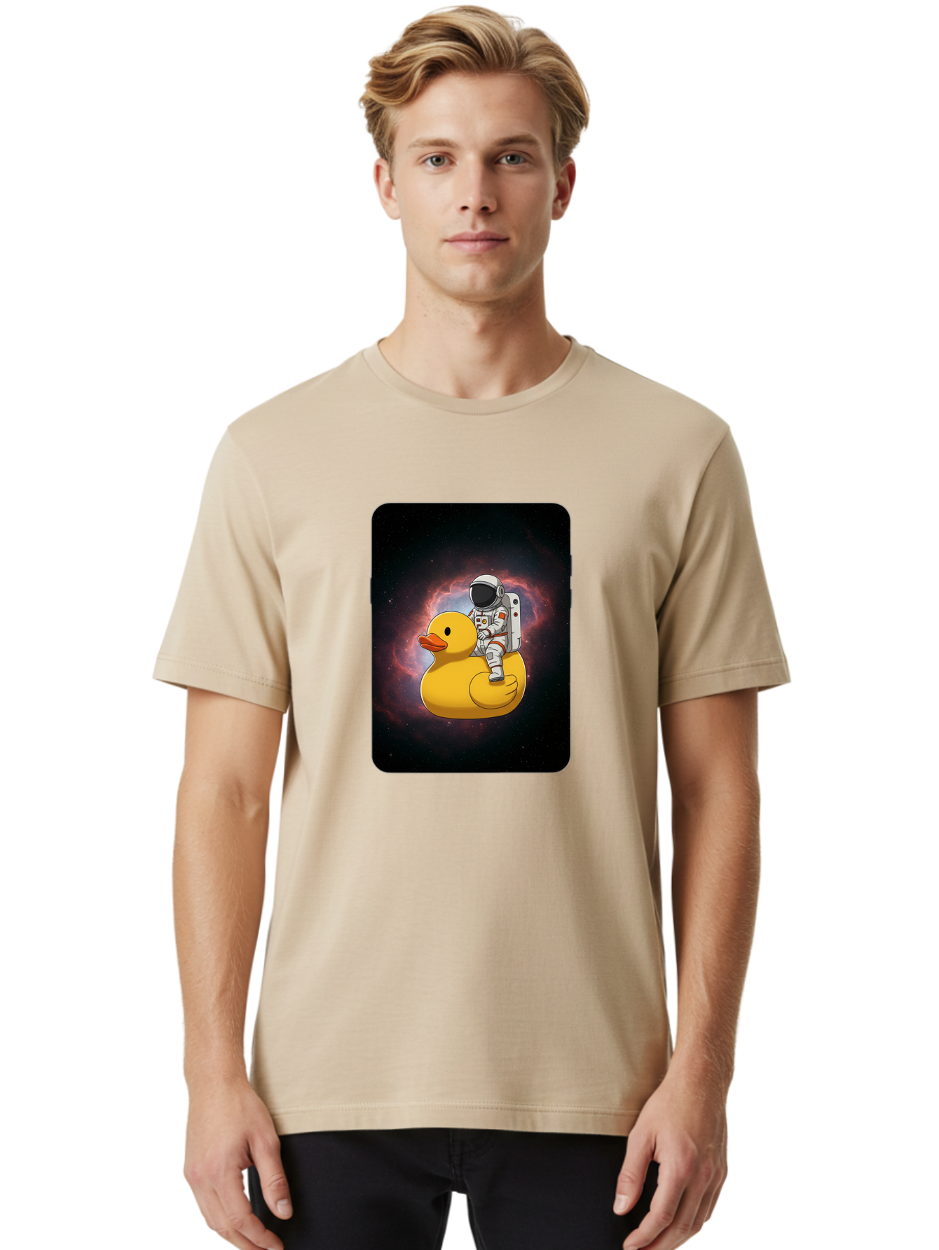 Astronaut-Riding-Rubber-Duck-1 Men'S Graphic Tee, 100% Cotton, Comfortable Casual Summer Wear, Machine Washable, Vintage Camera, Old Camera, Antique Camera, Black Camera, Classic Photography, Photography Equipment, Nostalgic Device, Baj977