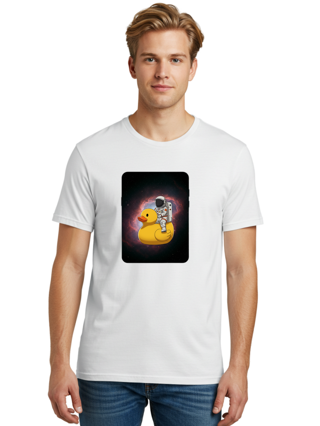 Astronaut-Riding-Rubber-Duck-1 Men'S Graphic Tee, 100% Cotton, Comfortable Casual Summer Wear, Machine Washable, Vintage Camera, Old Camera, Antique Camera, Black Camera, Classic Photography, Photography Equipment, Nostalgic Device, Baj977
