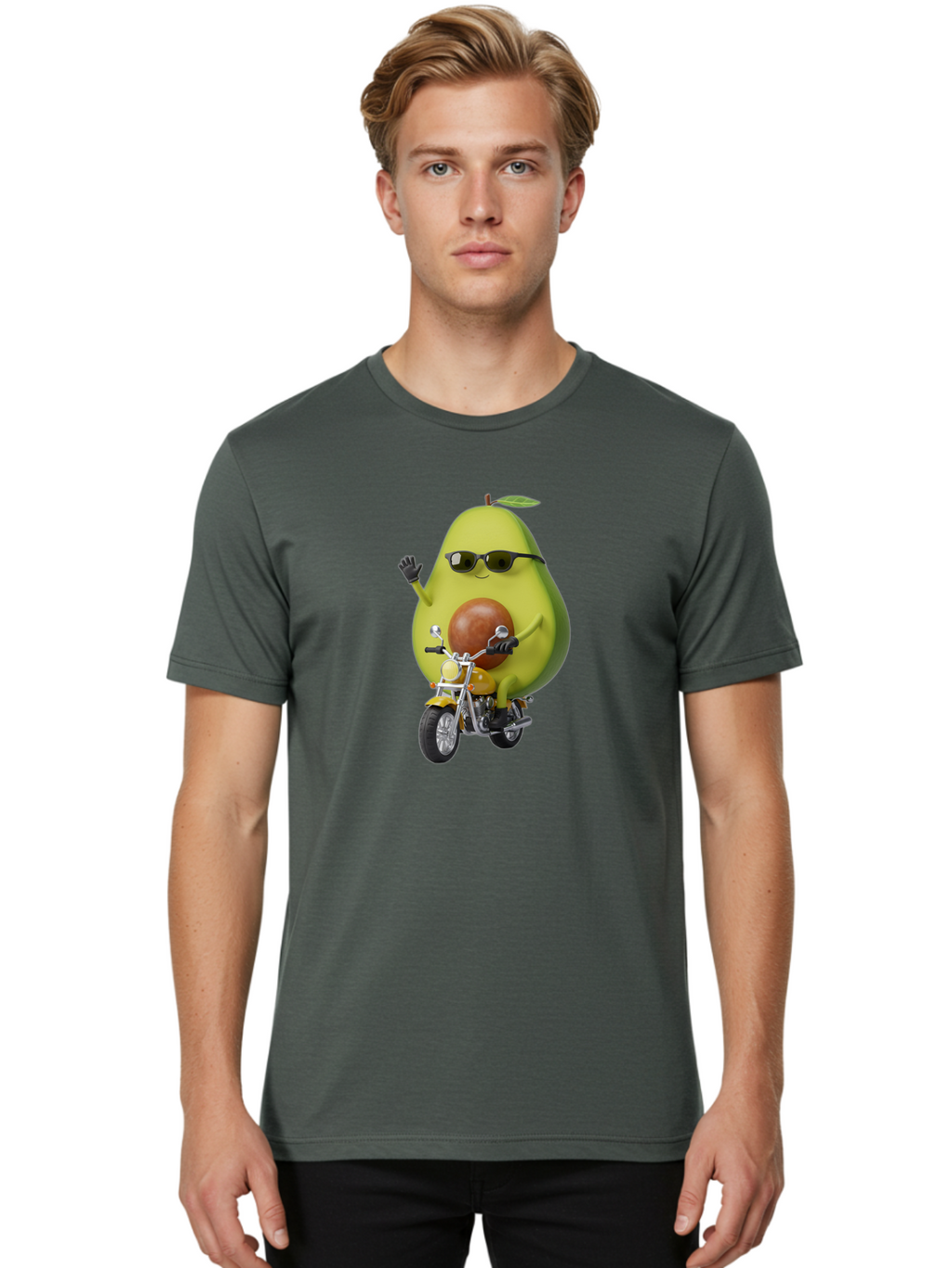 Avocado-Rider-1 Men'S Graphic Tee, 100% Cotton, Comfortable Casual Summer Wear, Machine Washable, Vintage Camera, Old Camera, Antique Camera, Black Camera, Classic Photography, Photography Equipment, Nostalgic Device, Film Camera, Camera Art Baj982