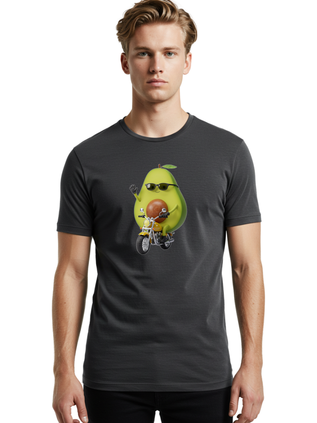 Avocado-Rider-1 Men'S Graphic Tee, 100% Cotton, Comfortable Casual Summer Wear, Machine Washable, Vintage Camera, Old Camera, Antique Camera, Black Camera, Classic Photography, Photography Equipment, Nostalgic Device, Film Camera, Camera Art Baj982