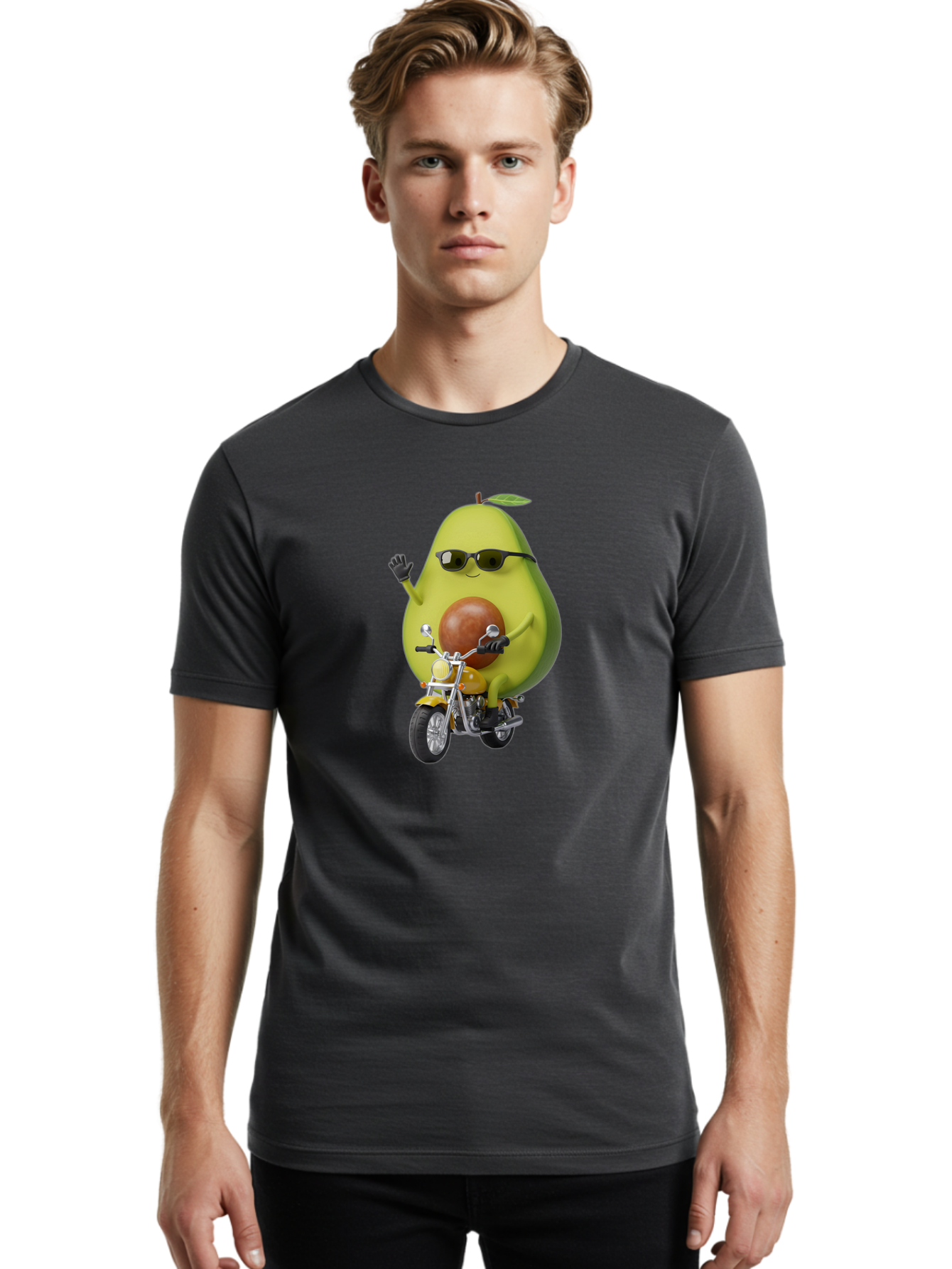Avocado-Rider-1 Men'S Graphic Tee, 100% Cotton, Comfortable Casual Summer Wear, Machine Washable, Vintage Camera, Old Camera, Antique Camera, Black Camera, Classic Photography, Photography Equipment, Nostalgic Device, Film Camera, Camera Art Baj982
