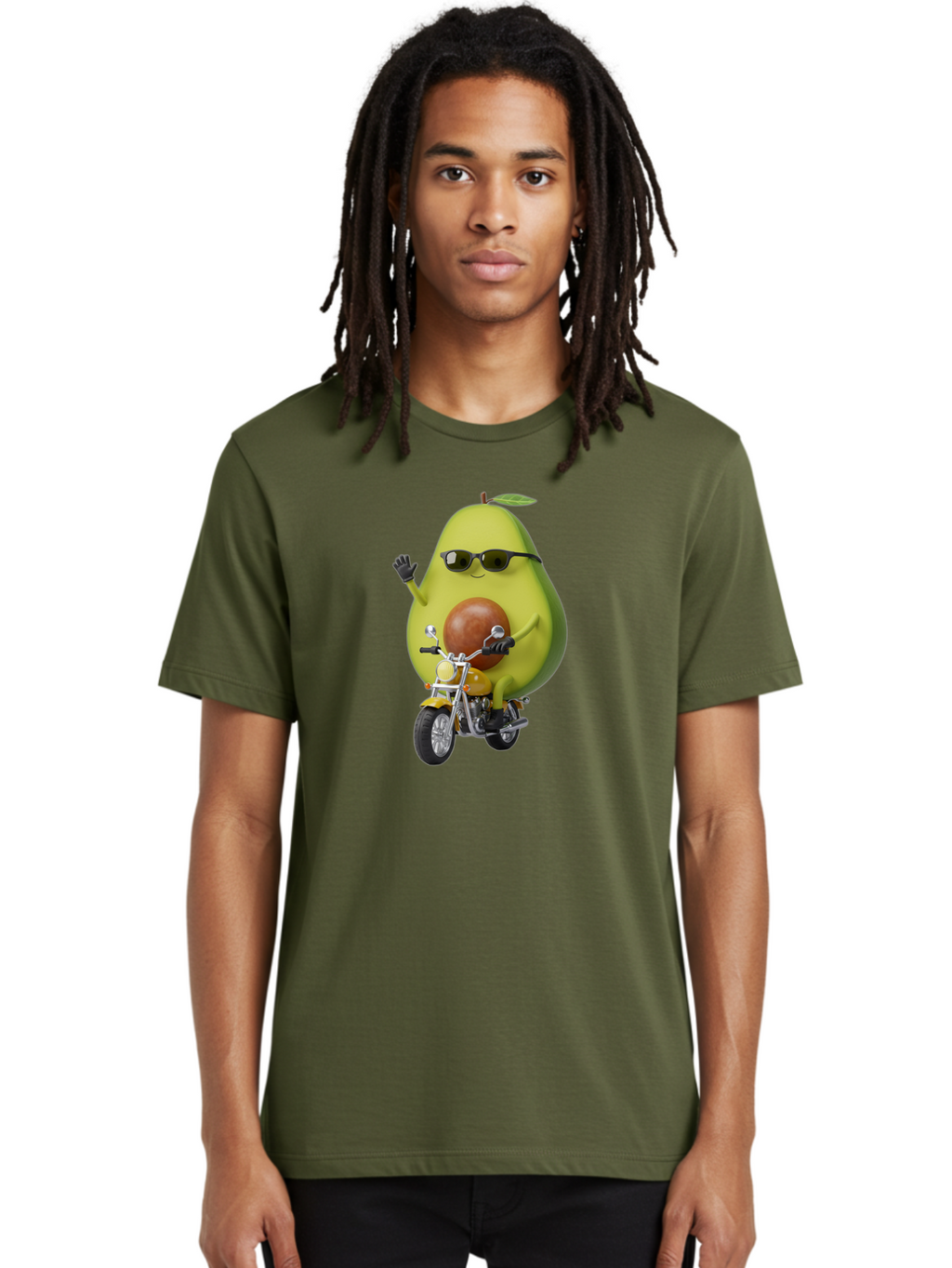 Avocado-Rider-1 Men'S Graphic Tee, 100% Cotton, Comfortable Casual Summer Wear, Machine Washable, Vintage Camera, Old Camera, Antique Camera, Black Camera, Classic Photography, Photography Equipment, Nostalgic Device, Film Camera, Camera Art Baj982