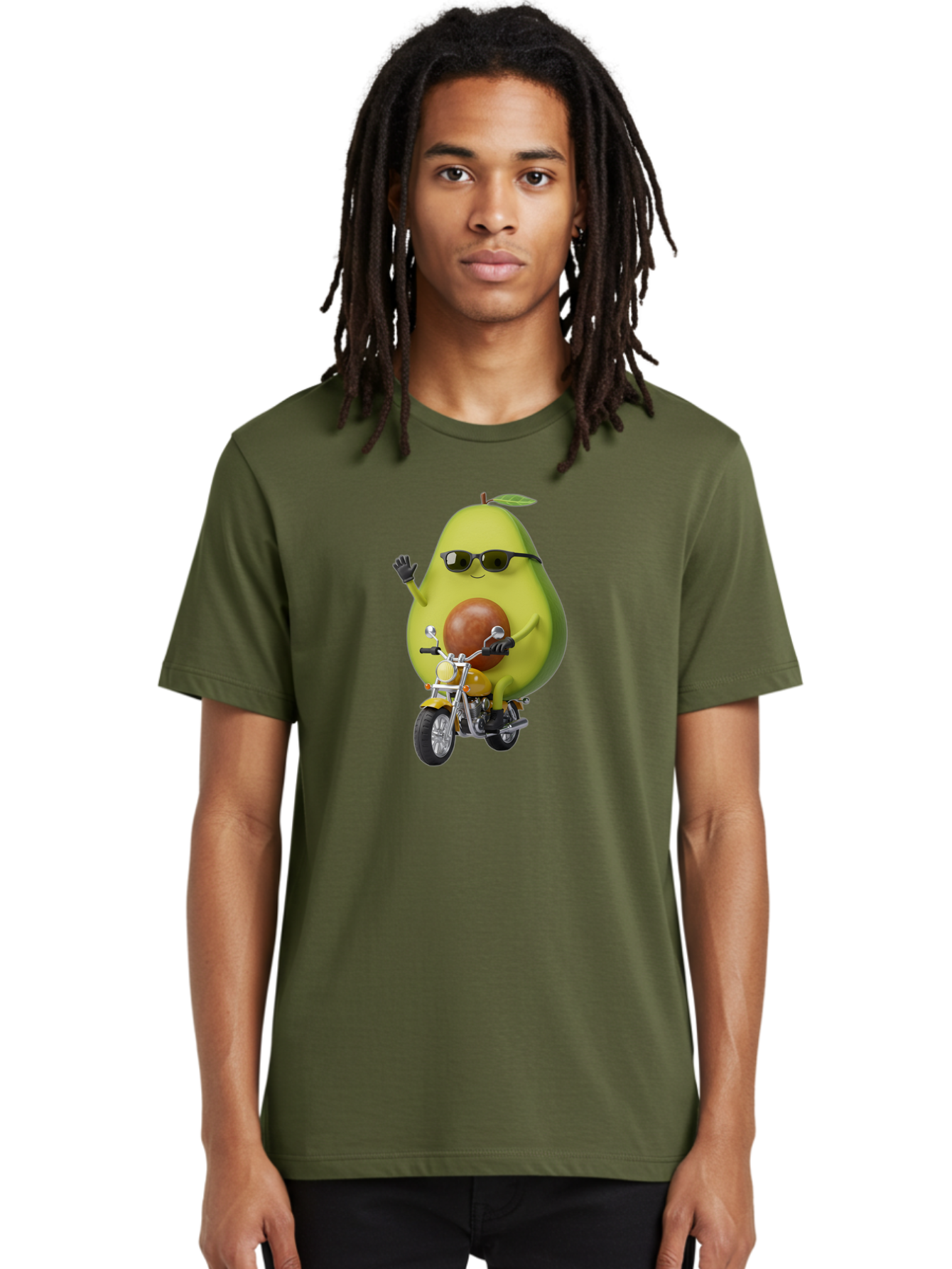 Avocado-Rider-1 Men'S Graphic Tee, 100% Cotton, Comfortable Casual Summer Wear, Machine Washable, Vintage Camera, Old Camera, Antique Camera, Black Camera, Classic Photography, Photography Equipment, Nostalgic Device, Film Camera, Camera Art Baj982