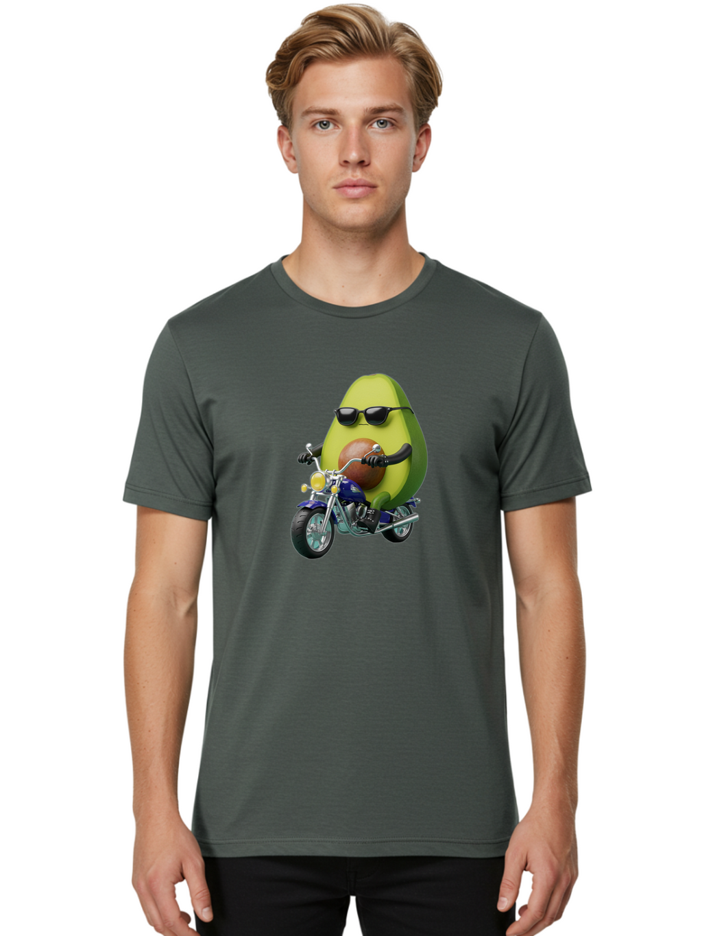 Avocado-Riding-Motorcycle Men'S Graphic Tee, 100% Cotton, Comfortable Casual Summer Wear, Machine Washable, Vintage Camera, Old Camera, Antique Camera, Black Camera, Classic Photography, Photography Equipment, Nostalgic Device, Film Camera, Baj984