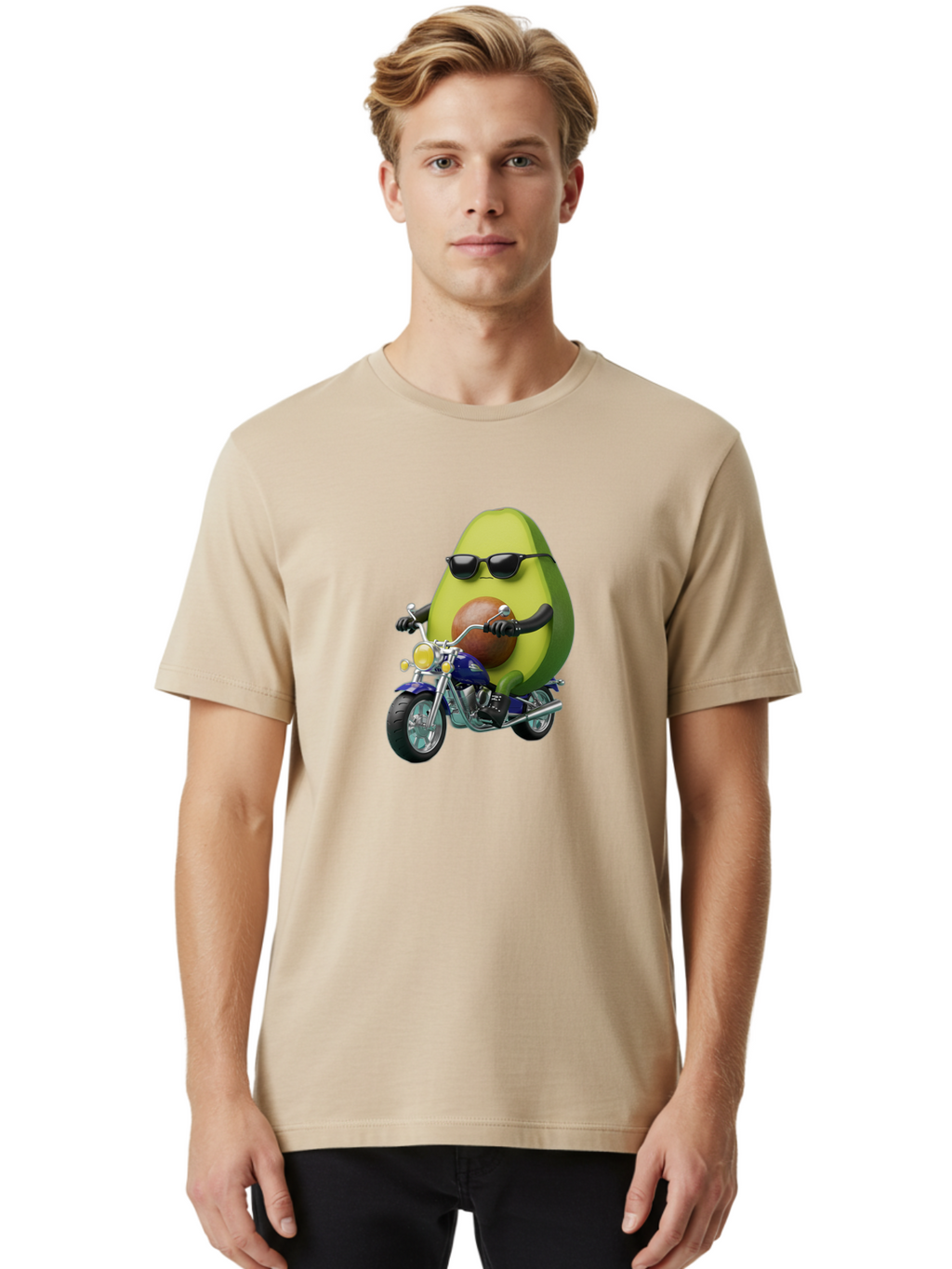 Avocado-Riding-Motorcycle Men'S Graphic Tee, 100% Cotton, Comfortable Casual Summer Wear, Machine Washable, Vintage Camera, Old Camera, Antique Camera, Black Camera, Classic Photography, Photography Equipment, Nostalgic Device, Film Camera, Baj984