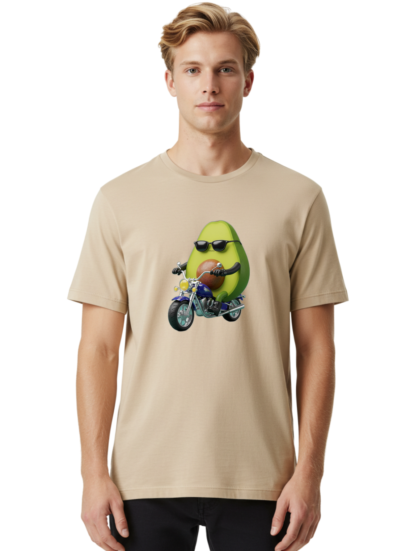 Avocado-Riding-Motorcycle Men'S Graphic Tee, 100% Cotton, Comfortable Casual Summer Wear, Machine Washable, Vintage Camera, Old Camera, Antique Camera, Black Camera, Classic Photography, Photography Equipment, Nostalgic Device, Film Camera, Baj984