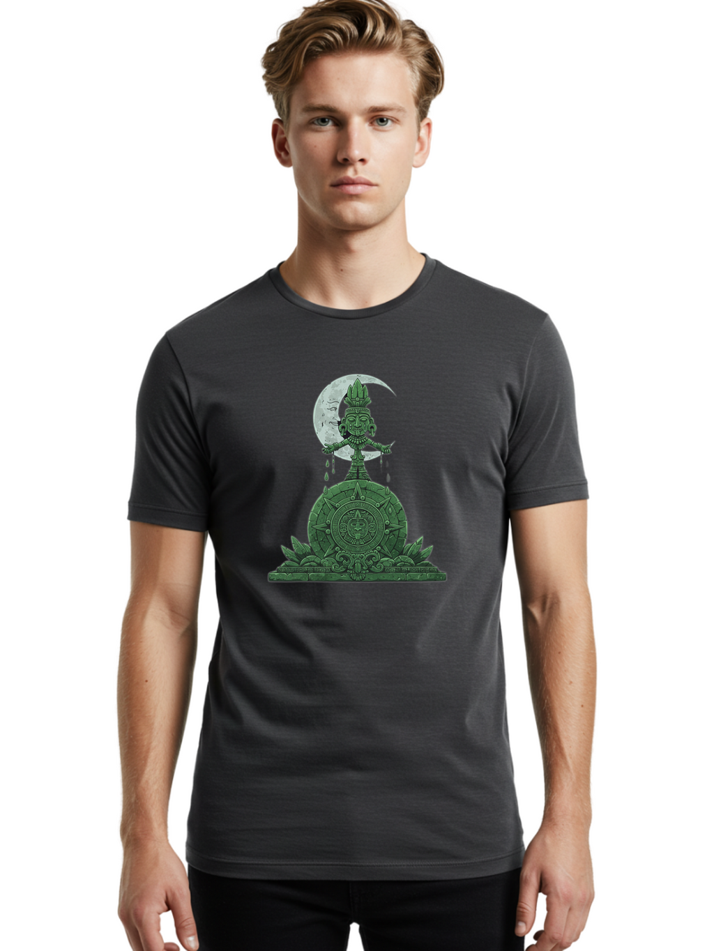 Aztec-Calendar-Statue Men'S Graphic Tee, 100% Cotton, Comfortable Casual Summer Wear, Machine Washable, Vintage Camera, Old Camera, Antique Camera, Black Camera, Classic Photography, Photography Equipment, Nostalgic Device, Film Camera, Baj988