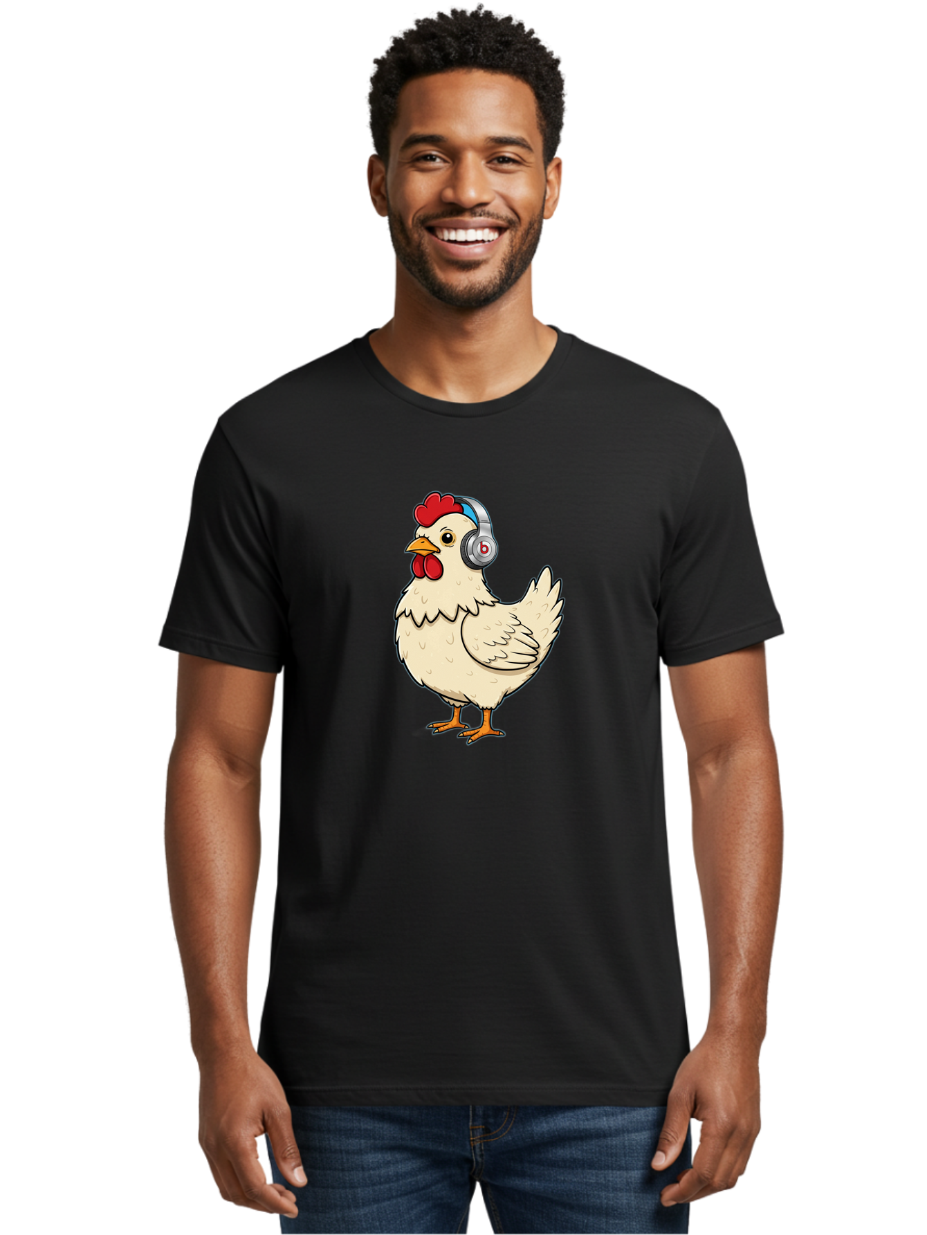 B-Headphones-Chicken Men'S Graphic Tee, 100% Cotton, Comfortable Casual Summer Wear, Machine Washable, Vintage Camera, Old Camera, Antique Camera, Black Camera, Classic Photography, Photography Equipment, Nostalgic Device, Film Camera, Baj990