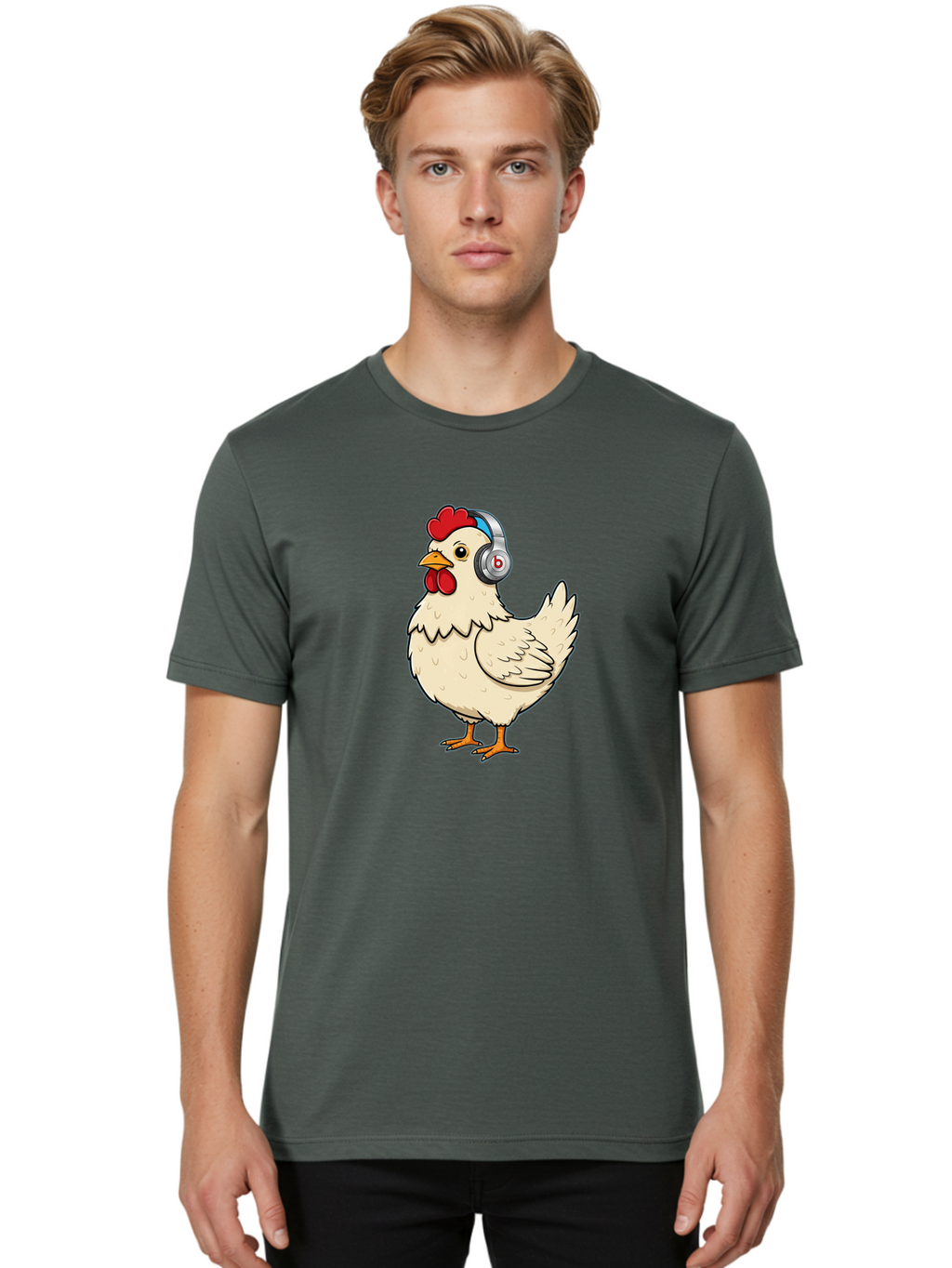 B-Headphones-Chicken Men'S Graphic Tee, 100% Cotton, Comfortable Casual Summer Wear, Machine Washable, Vintage Camera, Old Camera, Antique Camera, Black Camera, Classic Photography, Photography Equipment, Nostalgic Device, Film Camera, Baj990