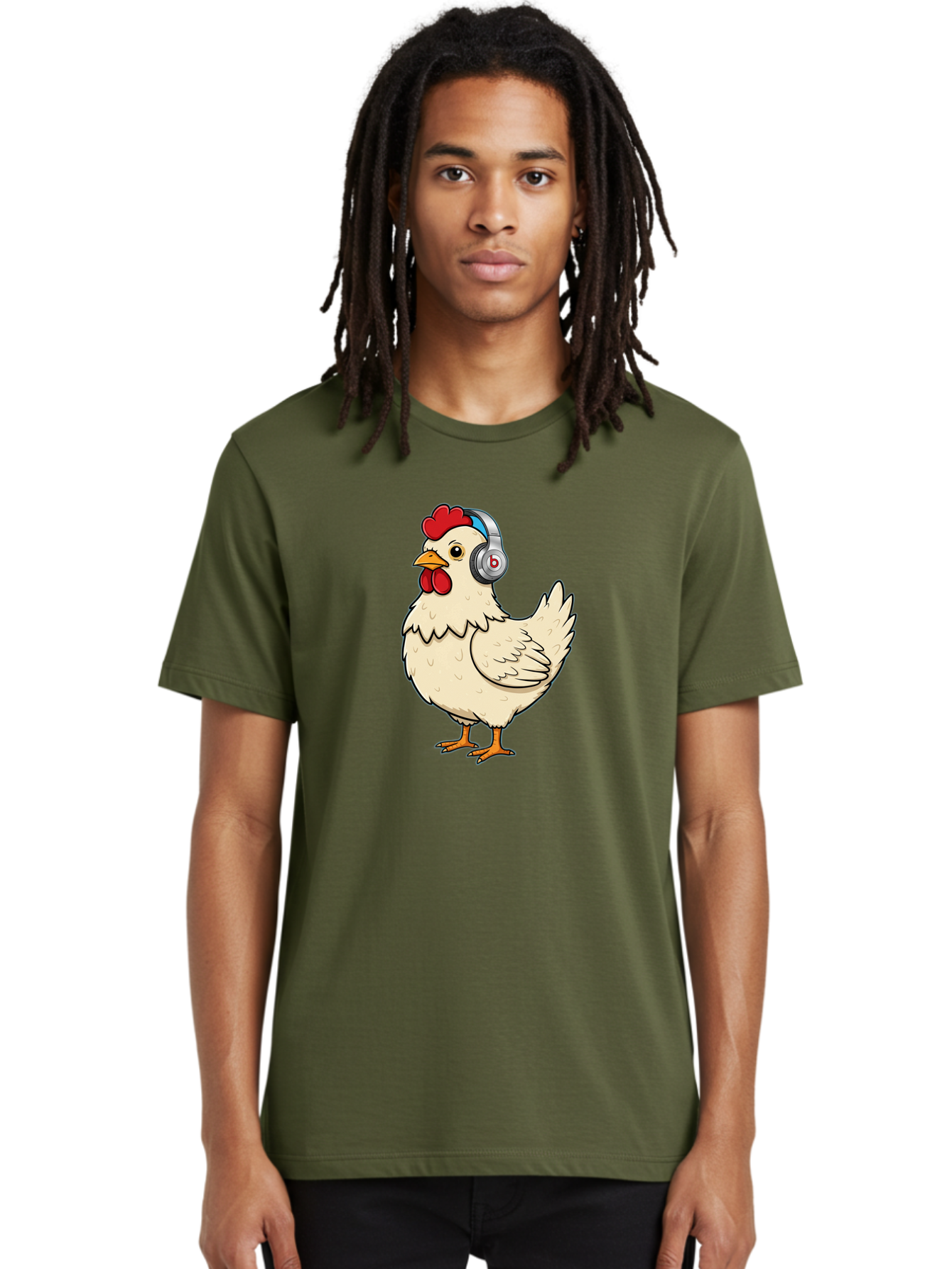 B-Headphones-Chicken Men'S Graphic Tee, 100% Cotton, Comfortable Casual Summer Wear, Machine Washable, Vintage Camera, Old Camera, Antique Camera, Black Camera, Classic Photography, Photography Equipment, Nostalgic Device, Film Camera, Baj990