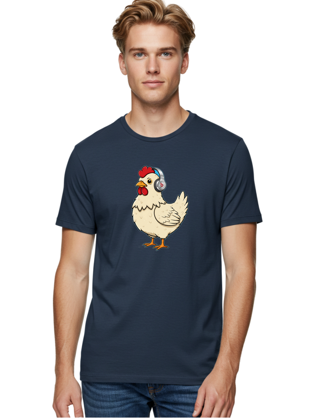 B-Headphones-Chicken Men'S Graphic Tee, 100% Cotton, Comfortable Casual Summer Wear, Machine Washable, Vintage Camera, Old Camera, Antique Camera, Black Camera, Classic Photography, Photography Equipment, Nostalgic Device, Film Camera, Baj990