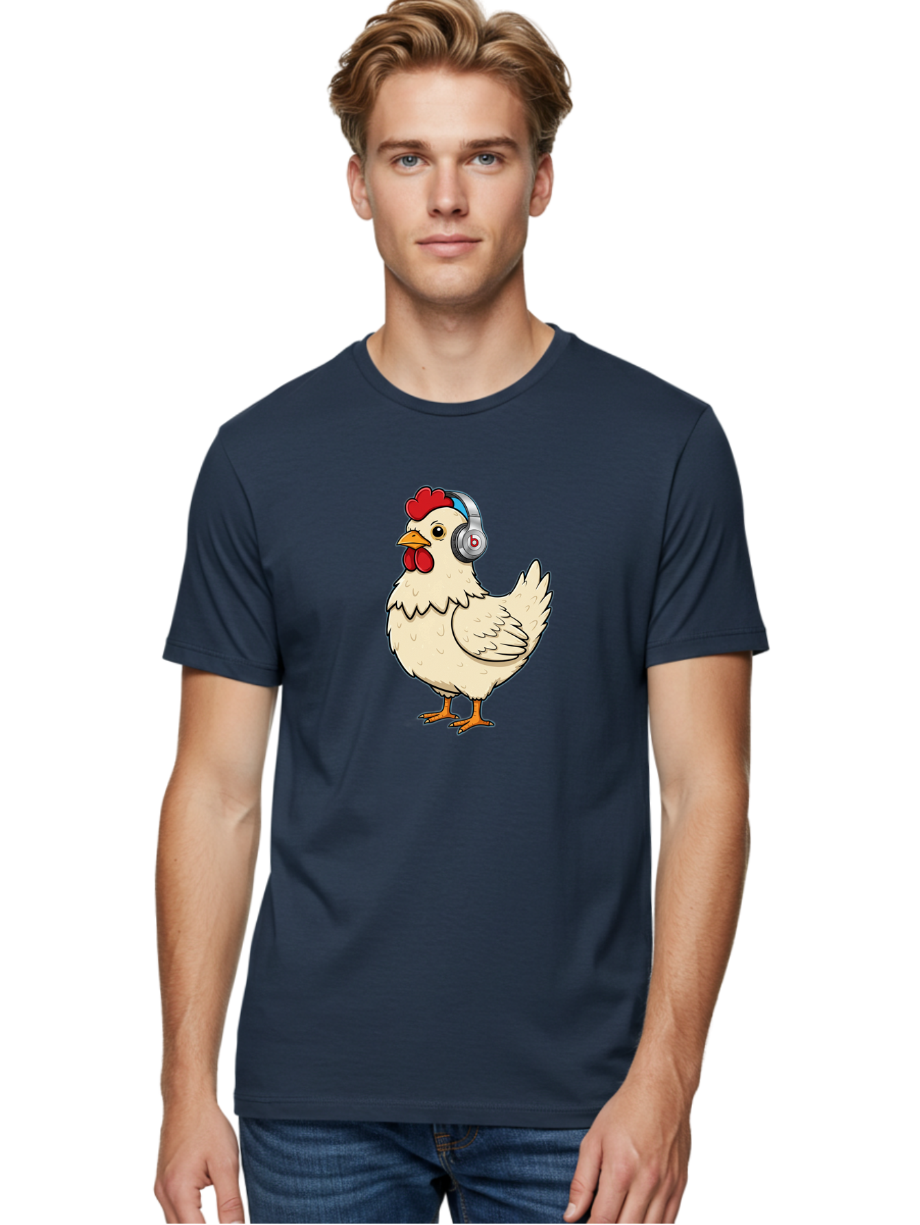 B-Headphones-Chicken Men'S Graphic Tee, 100% Cotton, Comfortable Casual Summer Wear, Machine Washable, Vintage Camera, Old Camera, Antique Camera, Black Camera, Classic Photography, Photography Equipment, Nostalgic Device, Film Camera, Baj990