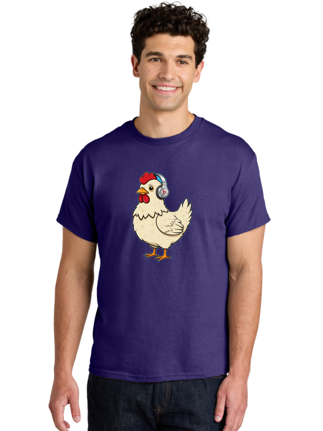 B-Headphones-Chicken Men'S Graphic Tee, 100% Cotton, Comfortable Casual Summer Wear, Machine Washable, Vintage Camera, Old Camera, Antique Camera, Black Camera, Classic Photography, Photography Equipment, Nostalgic Device, Film Camera, Baj990
