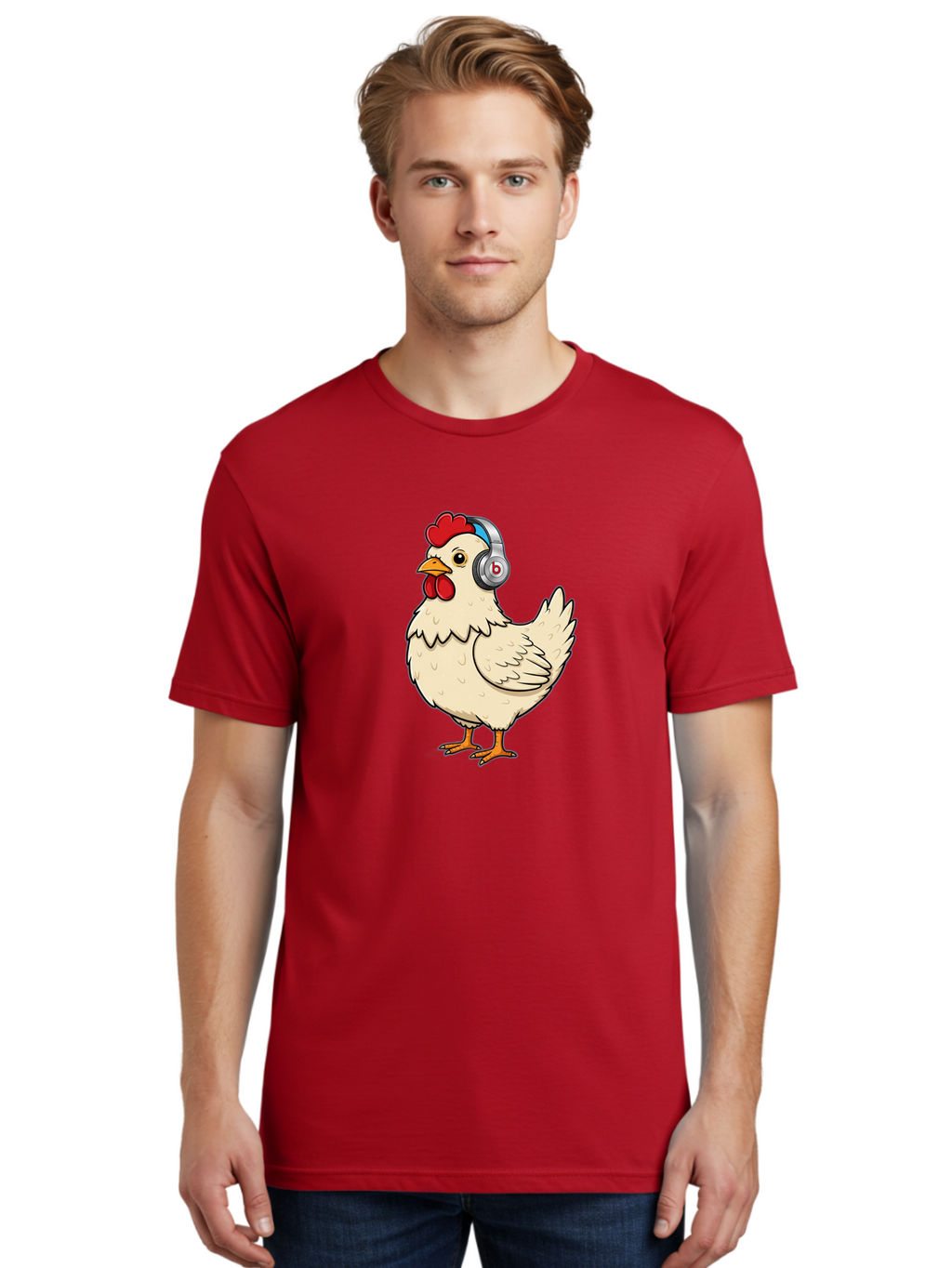 B-Headphones-Chicken Men'S Graphic Tee, 100% Cotton, Comfortable Casual Summer Wear, Machine Washable, Vintage Camera, Old Camera, Antique Camera, Black Camera, Classic Photography, Photography Equipment, Nostalgic Device, Film Camera, Baj990