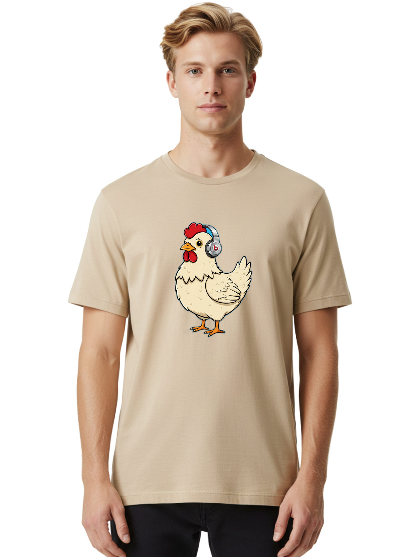 B-Headphones-Chicken Men'S Graphic Tee, 100% Cotton, Comfortable Casual Summer Wear, Machine Washable, Vintage Camera, Old Camera, Antique Camera, Black Camera, Classic Photography, Photography Equipment, Nostalgic Device, Film Camera, Baj990