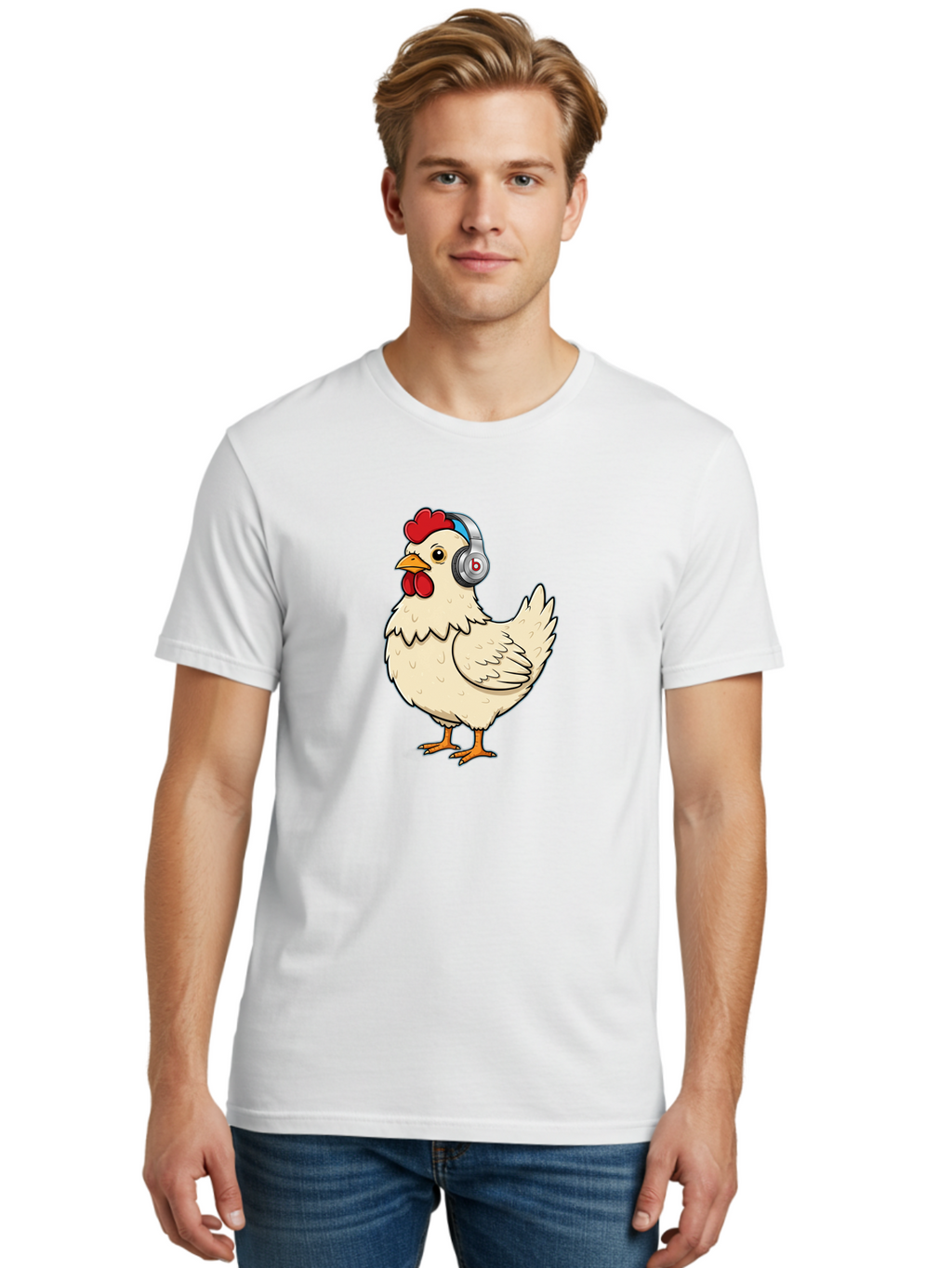 B-Headphones-Chicken Men'S Graphic Tee, 100% Cotton, Comfortable Casual Summer Wear, Machine Washable, Vintage Camera, Old Camera, Antique Camera, Black Camera, Classic Photography, Photography Equipment, Nostalgic Device, Film Camera, Baj990