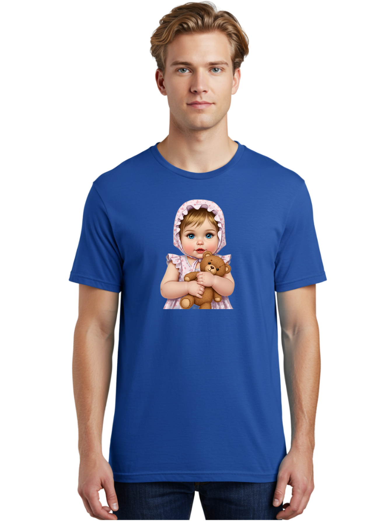 Baby-Girl-Hugging-Teddy Men'S Graphic Tee, 100% Cotton, Comfortable Casual Summer Wear, Machine Washable, Vintage Camera, Old Camera, Antique Camera, Black Camera, Classic Photography, Photography Equipment, Nostalgic Device, Film Camera, Bak007