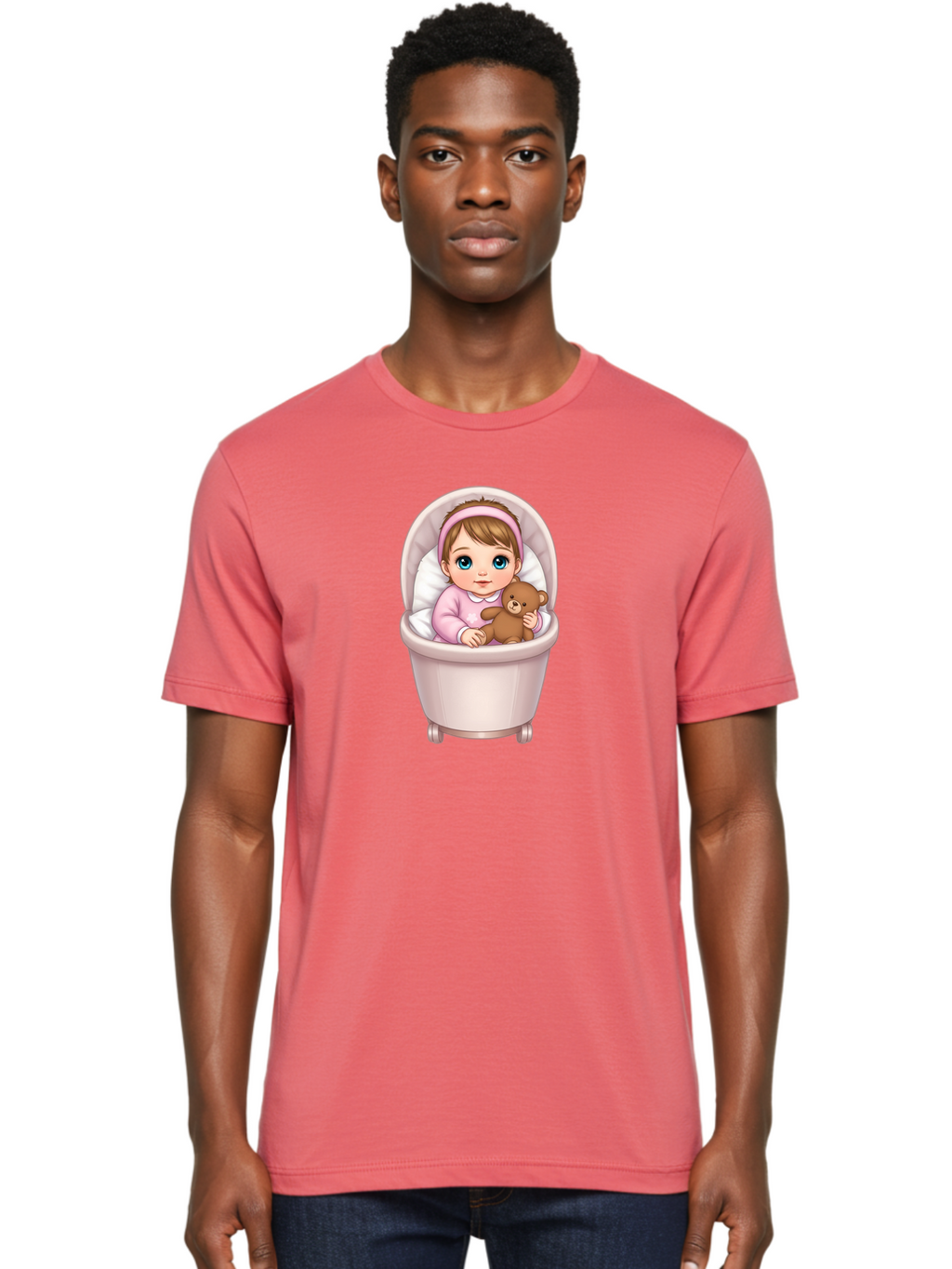 Baby-Girl-With-Teddy-2 Men'S Graphic Tee, 100% Cotton, Comfortable Casual Summer Wear, Machine Washable, Vintage Camera, Old Camera, Antique Camera, Black Camera, Classic Photography, Photography Equipment, Nostalgic Device, Film Camera, Bak009