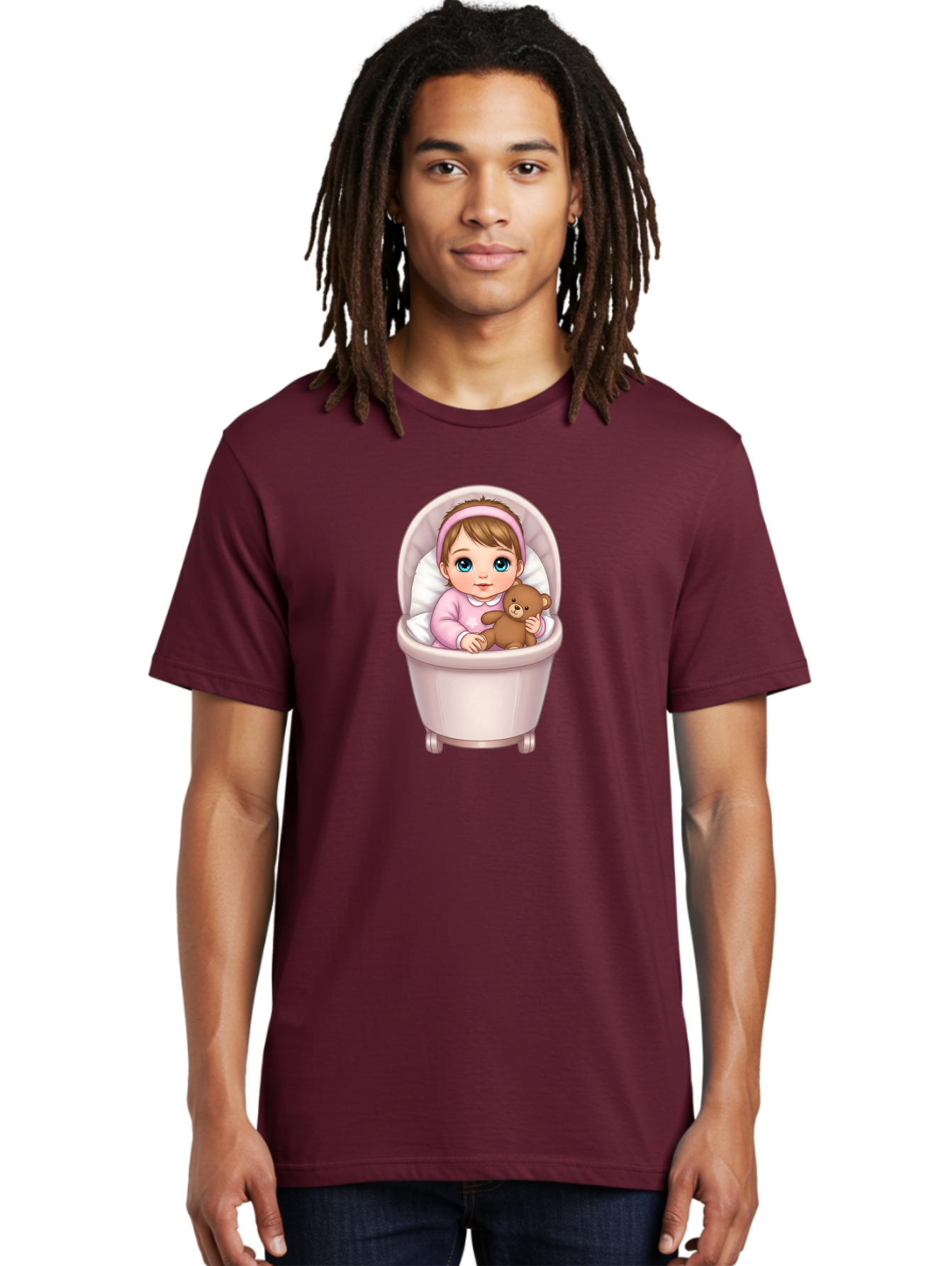 Baby-Girl-With-Teddy-2 Men'S Graphic Tee, 100% Cotton, Comfortable Casual Summer Wear, Machine Washable, Vintage Camera, Old Camera, Antique Camera, Black Camera, Classic Photography, Photography Equipment, Nostalgic Device, Film Camera, Bak009