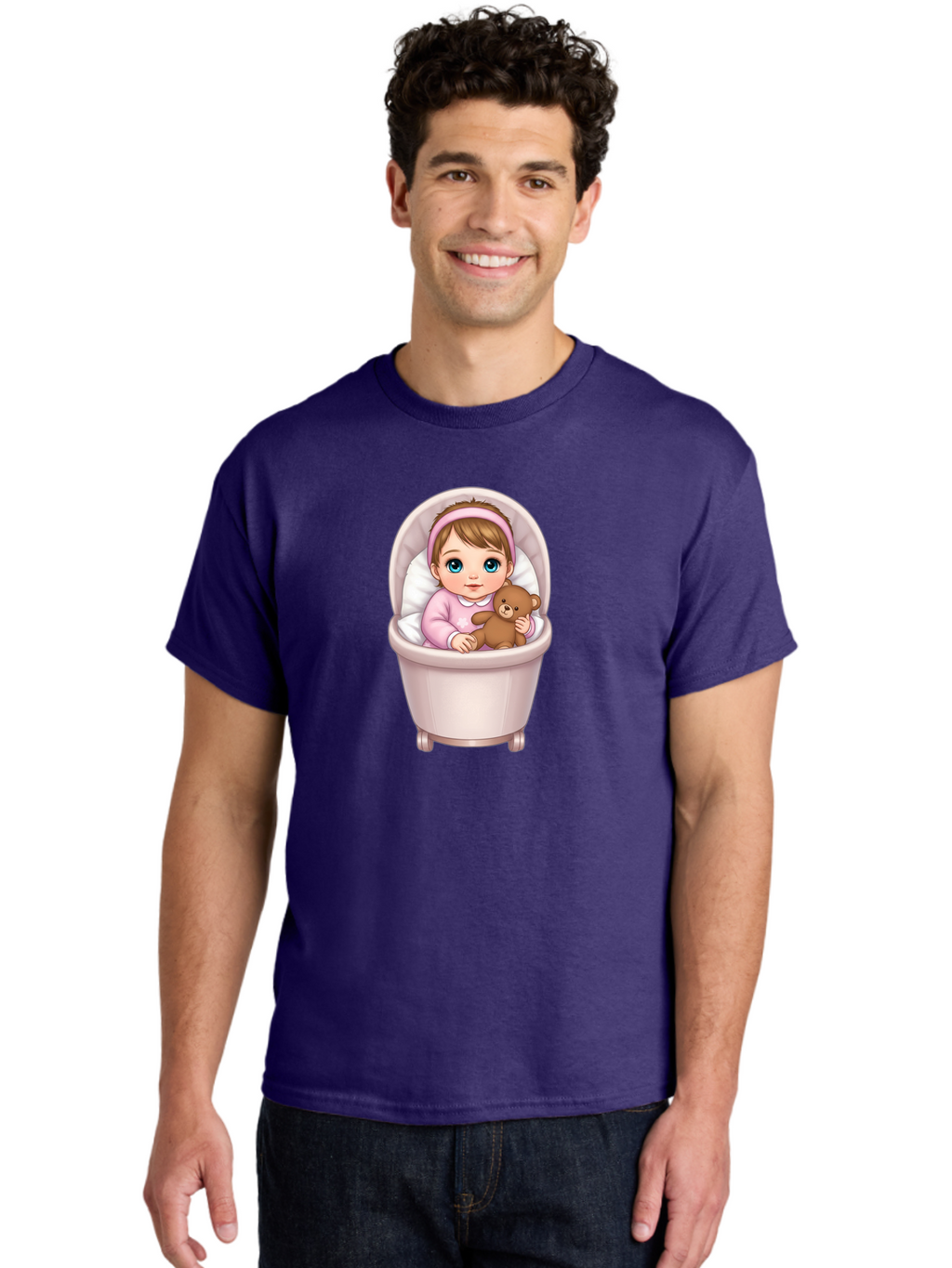 Baby-Girl-With-Teddy-2 Men'S Graphic Tee, 100% Cotton, Comfortable Casual Summer Wear, Machine Washable, Vintage Camera, Old Camera, Antique Camera, Black Camera, Classic Photography, Photography Equipment, Nostalgic Device, Film Camera, Bak009