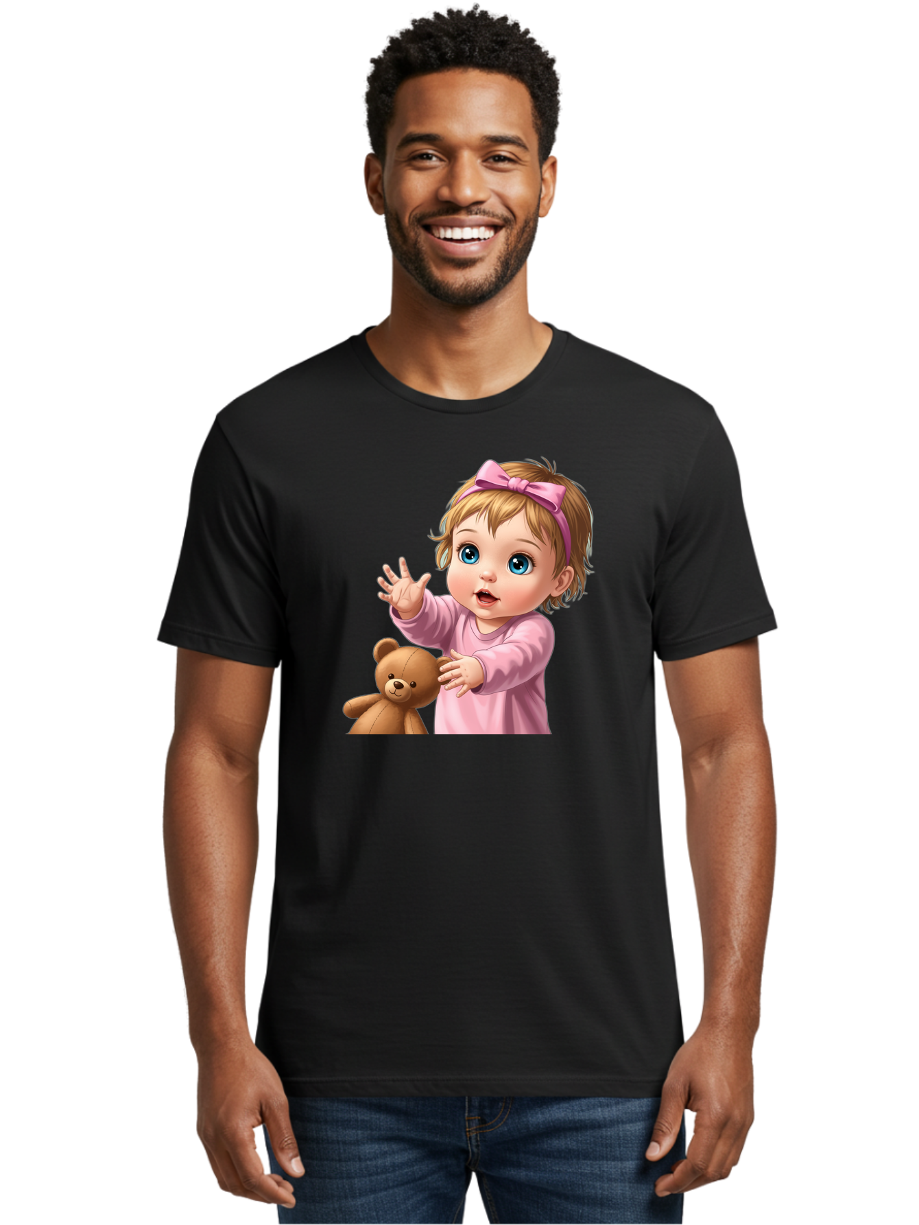 Baby-Girl-With-Teddy-3 Men'S Graphic Tee, 100% Cotton, Comfortable Casual Summer Wear, Machine Washable, Vintage Camera, Old Camera, Antique Camera, Black Camera, Classic Photography, Photography Equipment, Nostalgic Device, Film Camera, Bak010