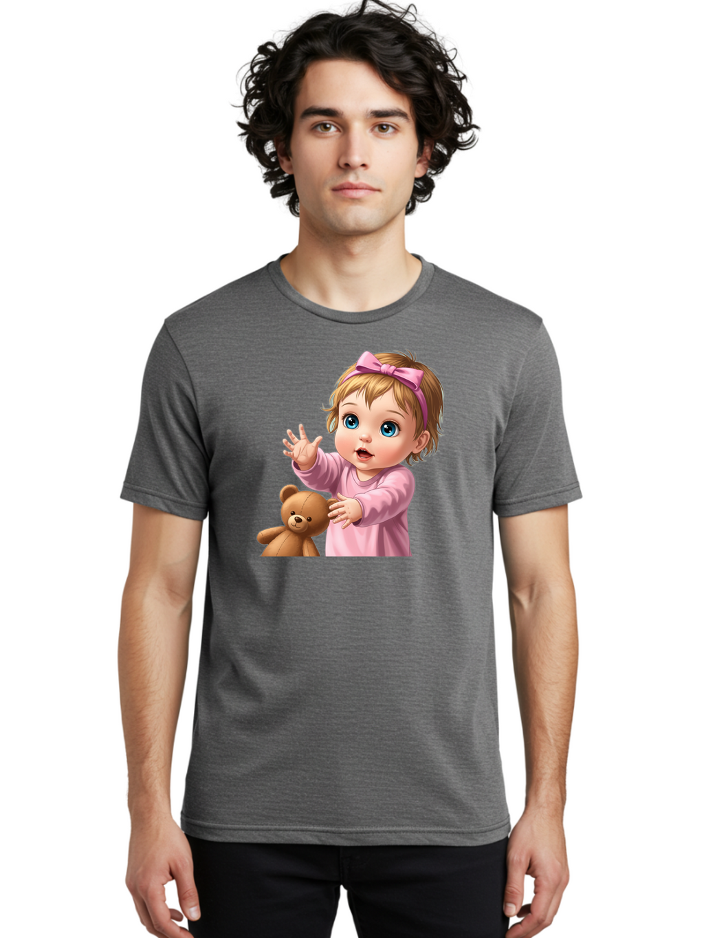 Baby-Girl-With-Teddy-3 Men'S Graphic Tee, 100% Cotton, Comfortable Casual Summer Wear, Machine Washable, Vintage Camera, Old Camera, Antique Camera, Black Camera, Classic Photography, Photography Equipment, Nostalgic Device, Film Camera, Bak010