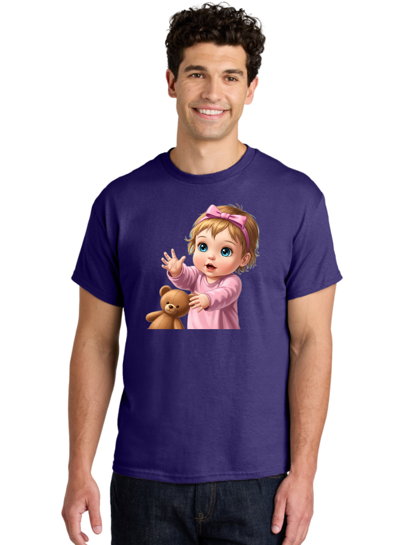 Baby-Girl-With-Teddy-3 Men'S Graphic Tee, 100% Cotton, Comfortable Casual Summer Wear, Machine Washable, Vintage Camera, Old Camera, Antique Camera, Black Camera, Classic Photography, Photography Equipment, Nostalgic Device, Film Camera, Bak010
