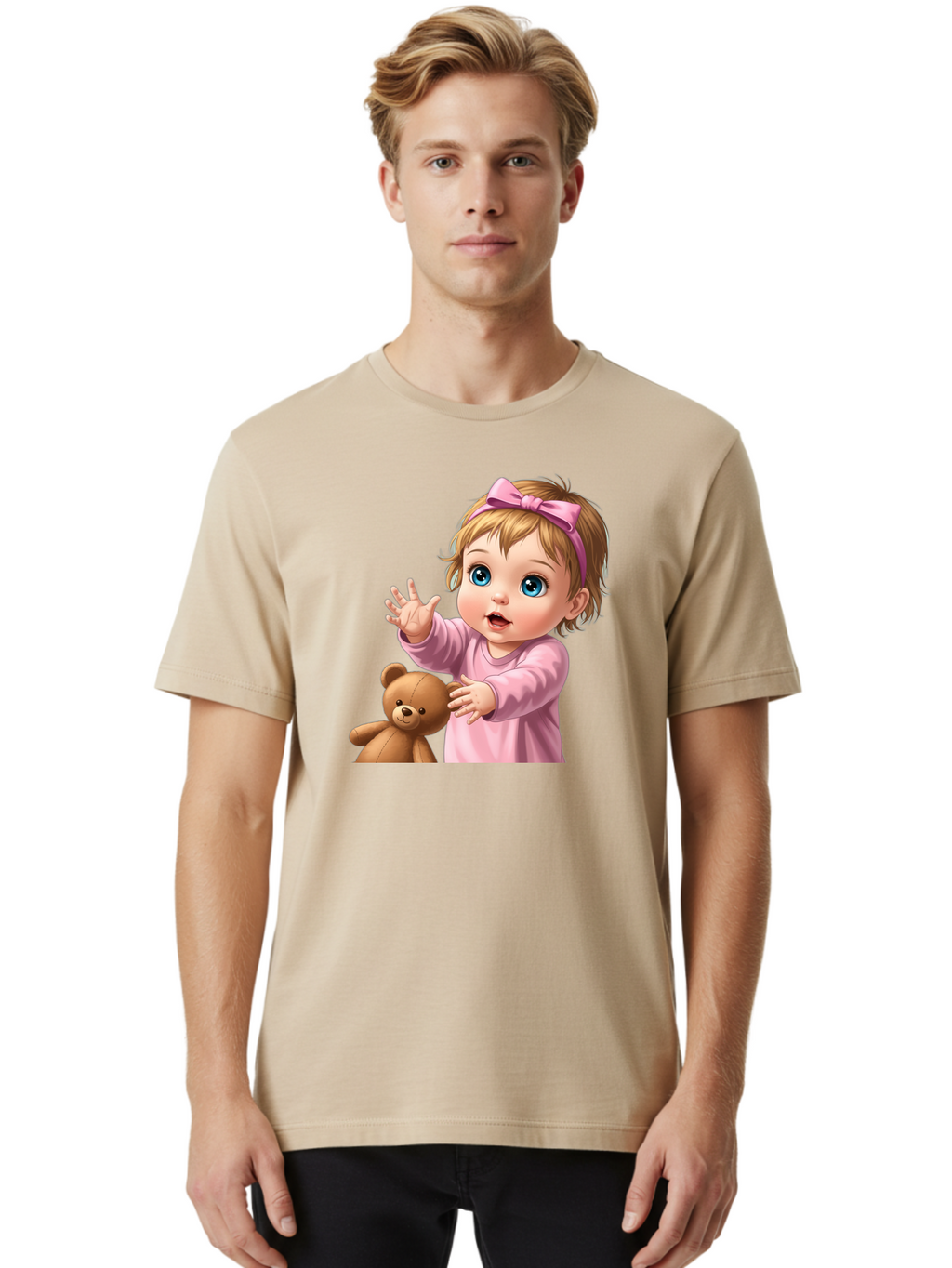 Baby-Girl-With-Teddy-3 Men'S Graphic Tee, 100% Cotton, Comfortable Casual Summer Wear, Machine Washable, Vintage Camera, Old Camera, Antique Camera, Black Camera, Classic Photography, Photography Equipment, Nostalgic Device, Film Camera, Bak010