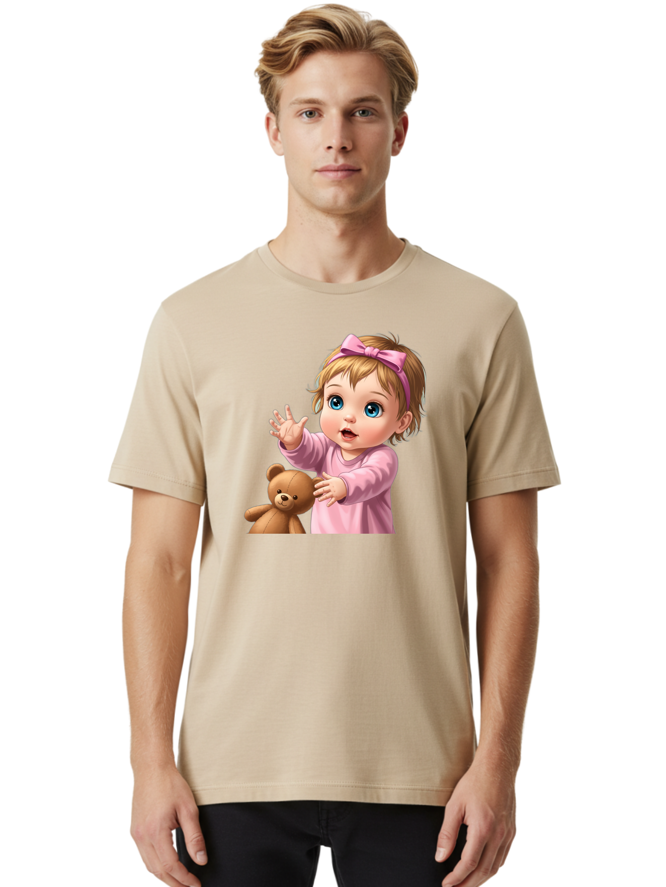 Baby-Girl-With-Teddy-3 Men'S Graphic Tee, 100% Cotton, Comfortable Casual Summer Wear, Machine Washable, Vintage Camera, Old Camera, Antique Camera, Black Camera, Classic Photography, Photography Equipment, Nostalgic Device, Film Camera, Bak010