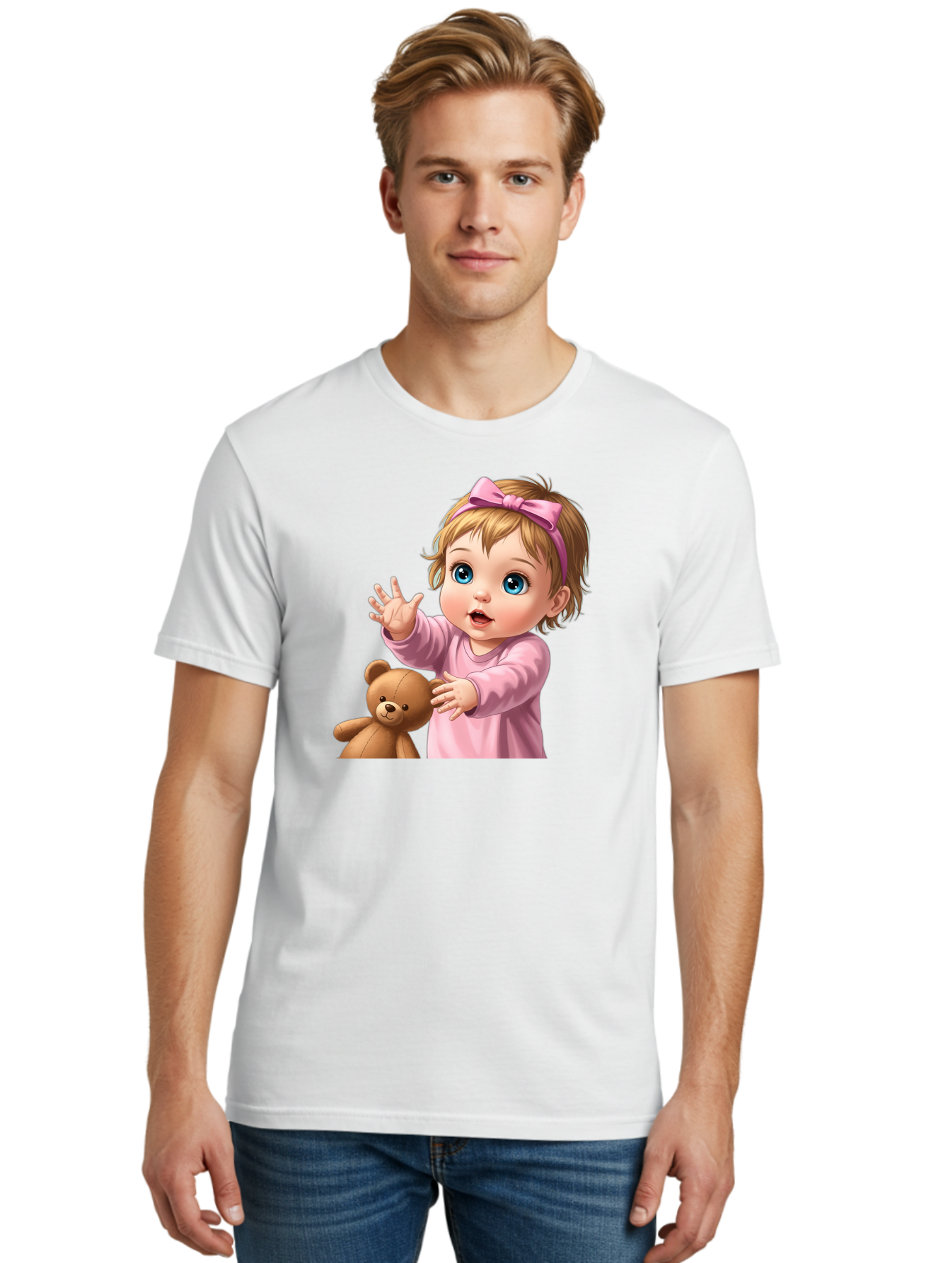 Baby-Girl-With-Teddy-3 Men'S Graphic Tee, 100% Cotton, Comfortable Casual Summer Wear, Machine Washable, Vintage Camera, Old Camera, Antique Camera, Black Camera, Classic Photography, Photography Equipment, Nostalgic Device, Film Camera, Bak010