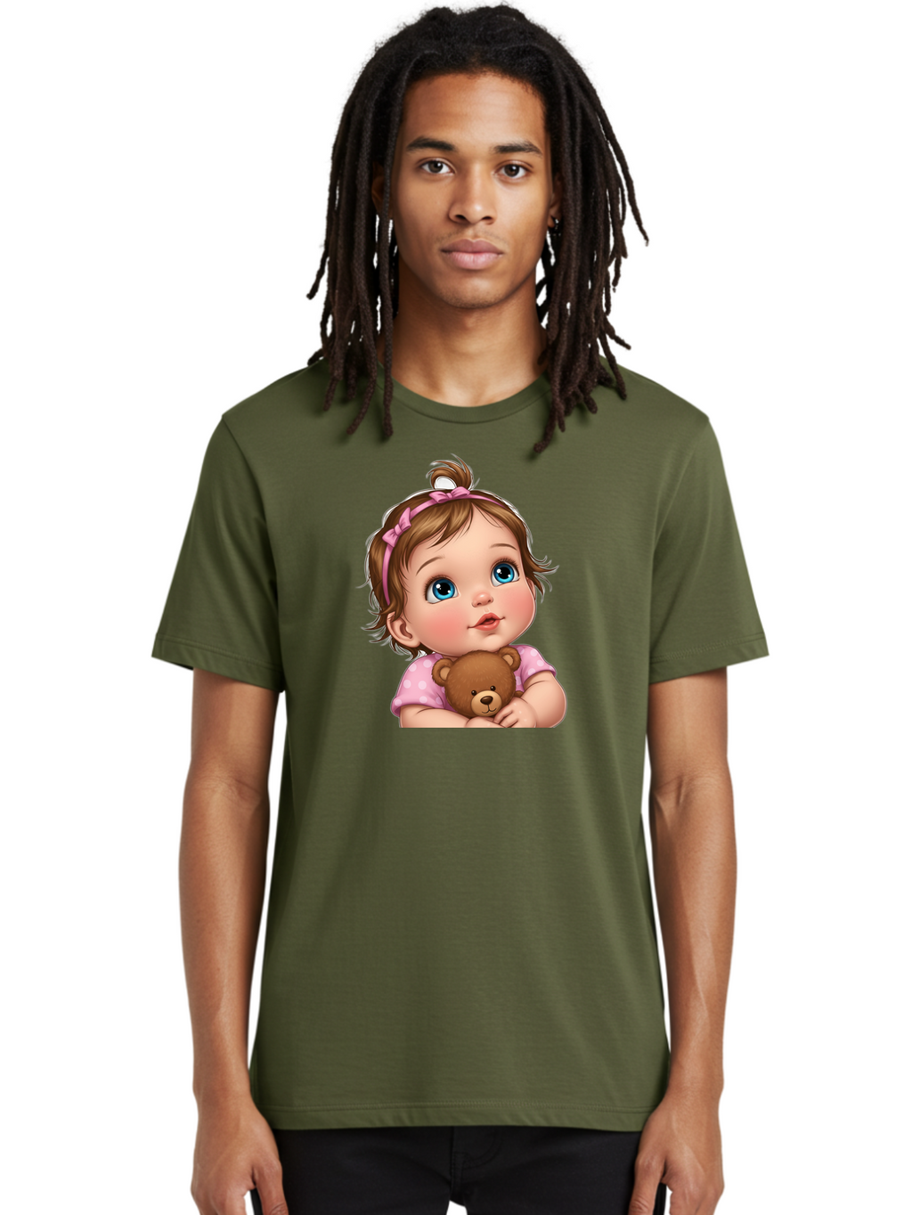 Baby-Girl-With-Teddy-Bear-2 Men'S Graphic Tee, 100% Cotton, Comfortable Casual Summer Wear, Machine Washable, Vintage Camera, Old Camera, Antique Camera, Black Camera, Classic Photography, Photography Equipment, Nostalgic Device, Film Camera, Bak012