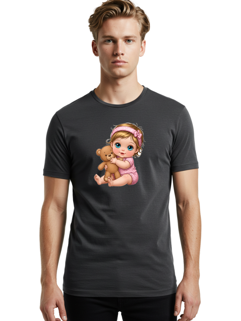 Baby-Girl-With-Teddy-Bear Men'S Graphic Tee, 100% Cotton, Comfortable Casual Summer Wear, Machine Washable, Vintage Camera, Old Camera, Antique Camera, Black Camera, Classic Photography, Photography Equipment, Nostalgic Device, Film Camera, Bak013
