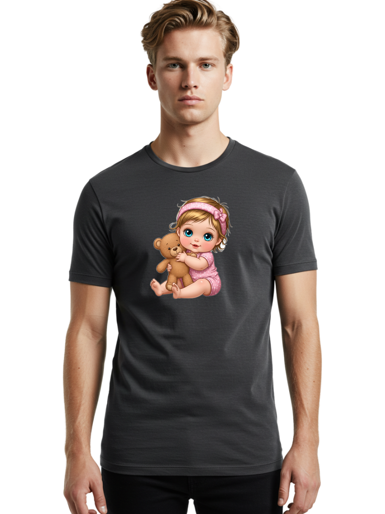 Baby-Girl-With-Teddy-Bear Men'S Graphic Tee, 100% Cotton, Comfortable Casual Summer Wear, Machine Washable, Vintage Camera, Old Camera, Antique Camera, Black Camera, Classic Photography, Photography Equipment, Nostalgic Device, Film Camera, Bak013