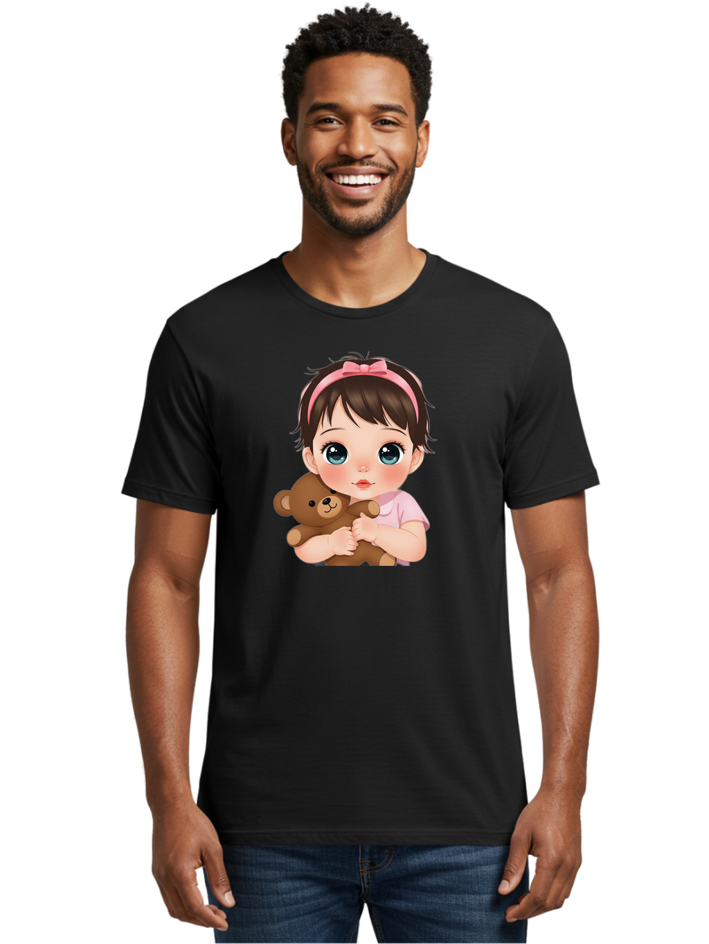 Baby-Girl-With-Teddy Men'S Graphic Tee, 100% Cotton, Comfortable Casual Summer Wear, Machine Washable, Vintage Camera, Old Camera, Antique Camera, Black Camera, Classic Photography, Photography Equipment, Nostalgic Device, Film Camera, Bak014
