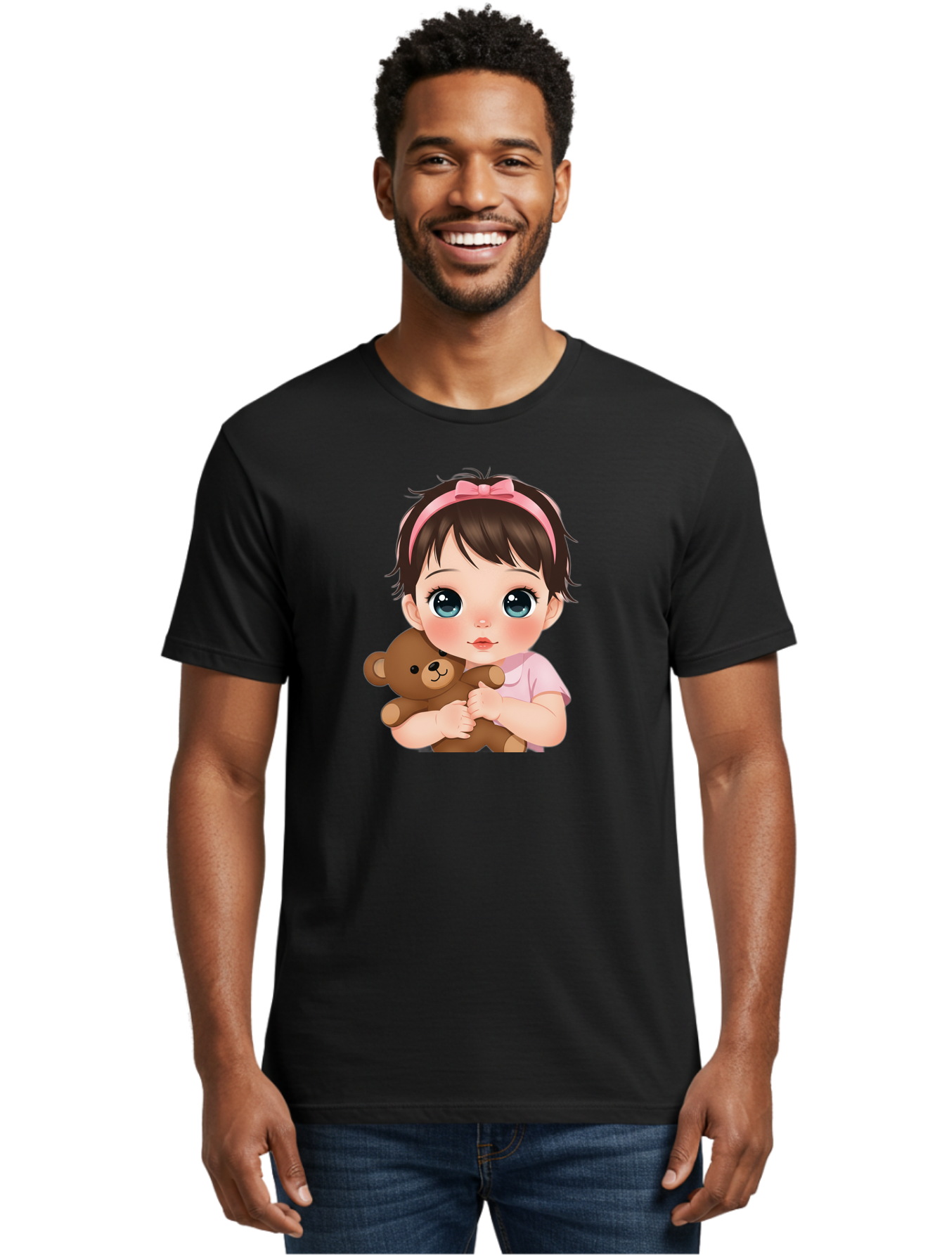Baby-Girl-With-Teddy Men'S Graphic Tee, 100% Cotton, Comfortable Casual Summer Wear, Machine Washable, Vintage Camera, Old Camera, Antique Camera, Black Camera, Classic Photography, Photography Equipment, Nostalgic Device, Film Camera, Bak014