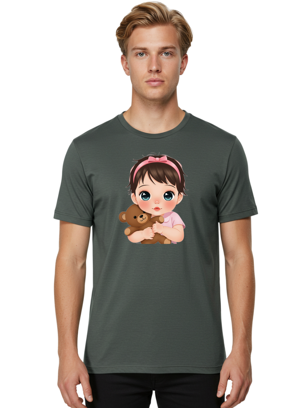 Baby-Girl-With-Teddy Men'S Graphic Tee, 100% Cotton, Comfortable Casual Summer Wear, Machine Washable, Vintage Camera, Old Camera, Antique Camera, Black Camera, Classic Photography, Photography Equipment, Nostalgic Device, Film Camera, Bak014