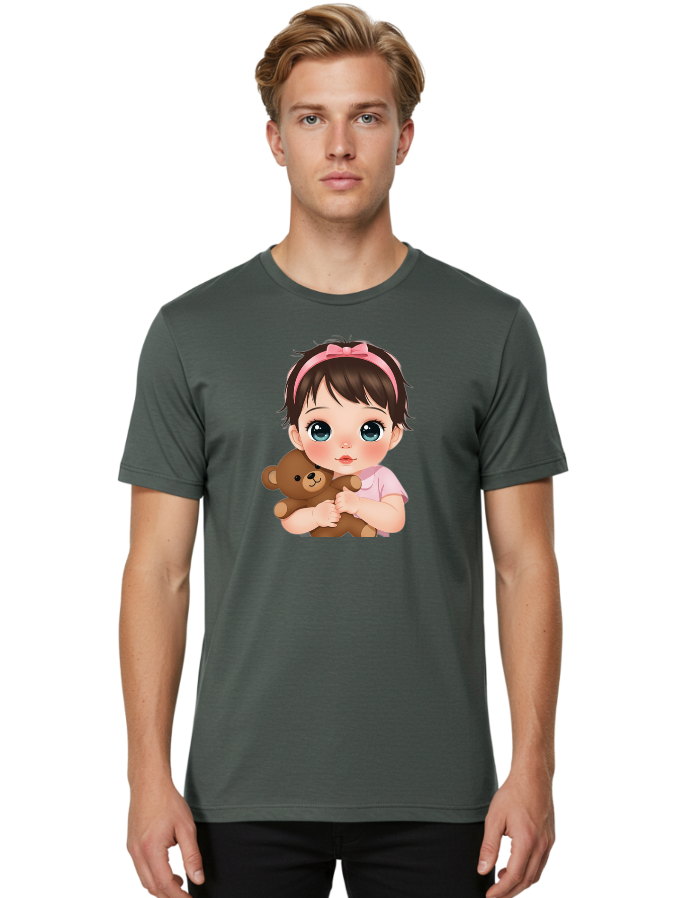 Baby-Girl-With-Teddy Men'S Graphic Tee, 100% Cotton, Comfortable Casual Summer Wear, Machine Washable, Vintage Camera, Old Camera, Antique Camera, Black Camera, Classic Photography, Photography Equipment, Nostalgic Device, Film Camera, Bak014