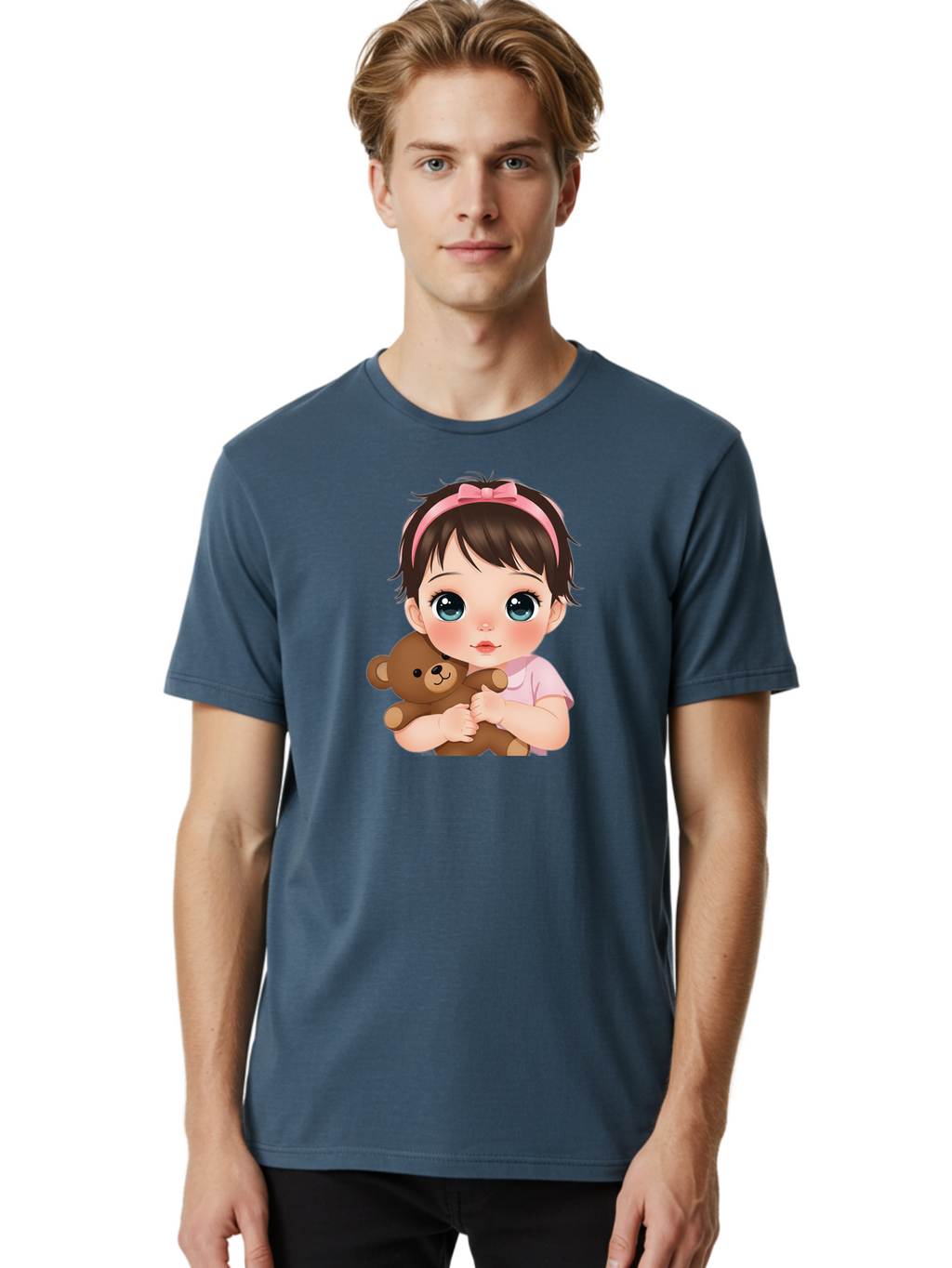 Baby-Girl-With-Teddy Men'S Graphic Tee, 100% Cotton, Comfortable Casual Summer Wear, Machine Washable, Vintage Camera, Old Camera, Antique Camera, Black Camera, Classic Photography, Photography Equipment, Nostalgic Device, Film Camera, Bak014