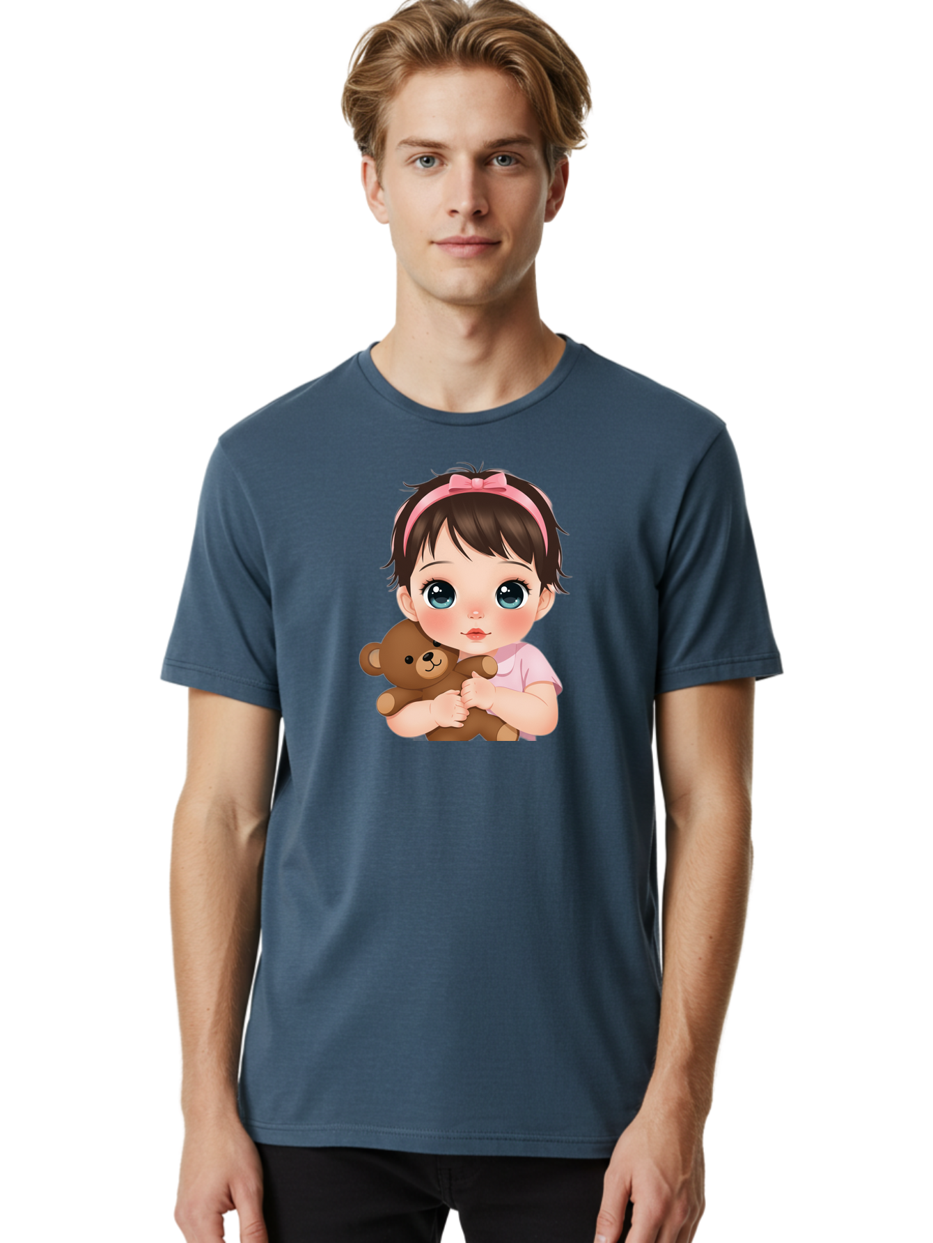 Baby-Girl-With-Teddy Men'S Graphic Tee, 100% Cotton, Comfortable Casual Summer Wear, Machine Washable, Vintage Camera, Old Camera, Antique Camera, Black Camera, Classic Photography, Photography Equipment, Nostalgic Device, Film Camera, Bak014