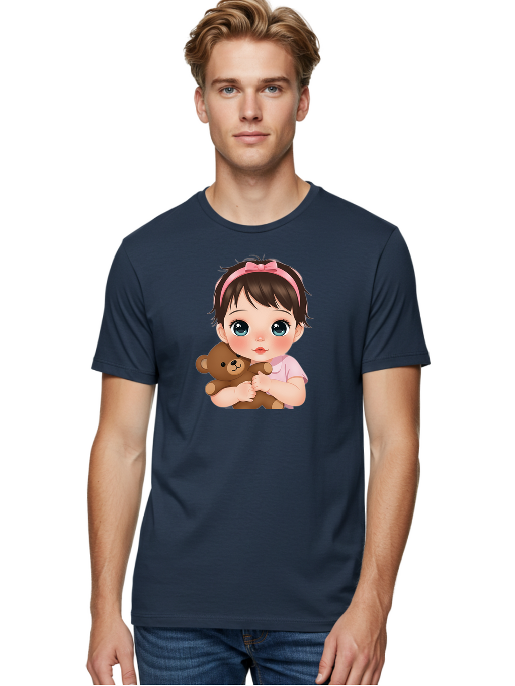 Baby-Girl-With-Teddy Men'S Graphic Tee, 100% Cotton, Comfortable Casual Summer Wear, Machine Washable, Vintage Camera, Old Camera, Antique Camera, Black Camera, Classic Photography, Photography Equipment, Nostalgic Device, Film Camera, Bak014