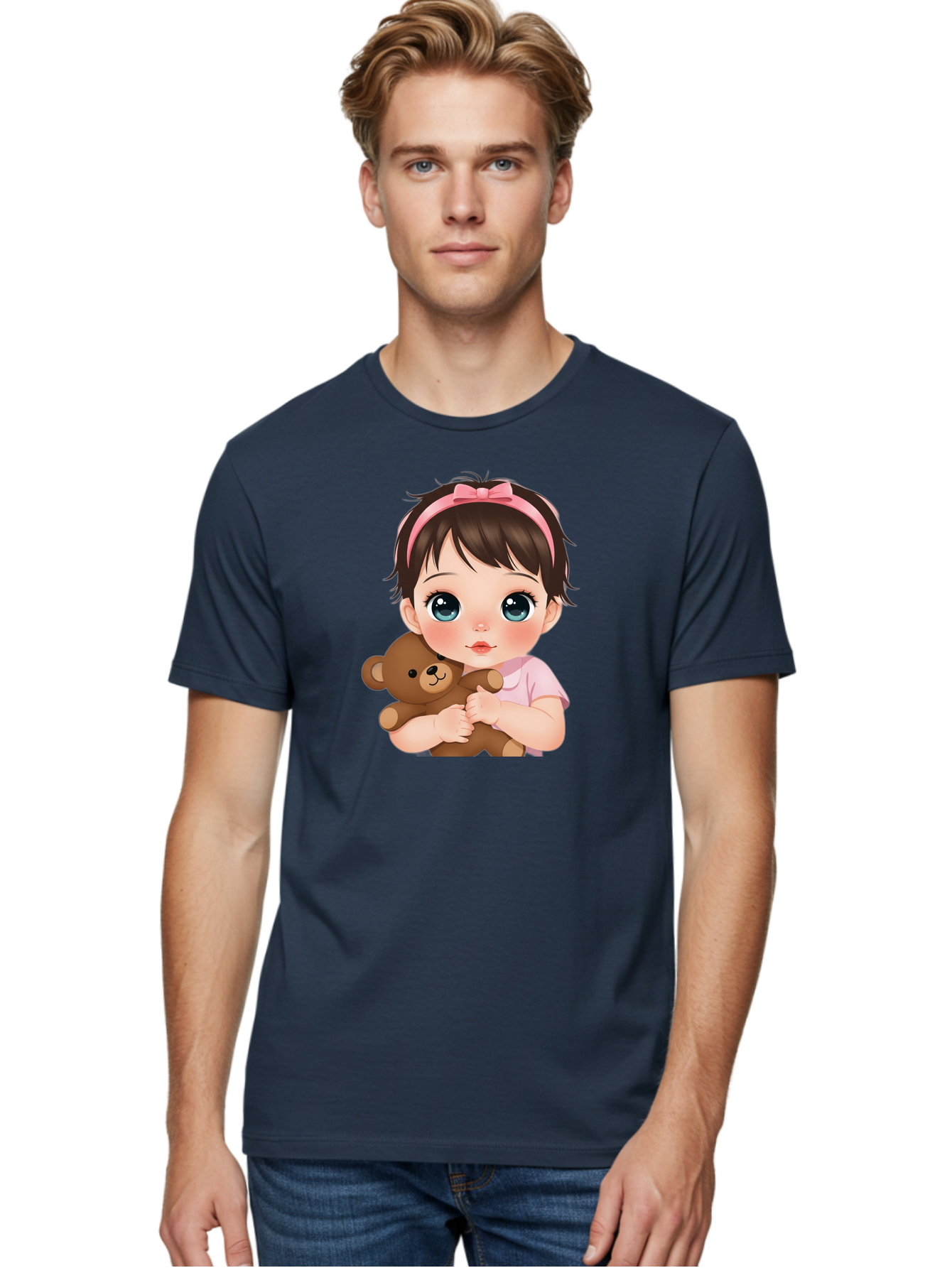 Baby-Girl-With-Teddy Men'S Graphic Tee, 100% Cotton, Comfortable Casual Summer Wear, Machine Washable, Vintage Camera, Old Camera, Antique Camera, Black Camera, Classic Photography, Photography Equipment, Nostalgic Device, Film Camera, Bak014