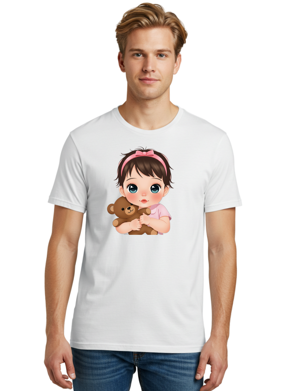 Baby-Girl-With-Teddy Men'S Graphic Tee, 100% Cotton, Comfortable Casual Summer Wear, Machine Washable, Vintage Camera, Old Camera, Antique Camera, Black Camera, Classic Photography, Photography Equipment, Nostalgic Device, Film Camera, Bak014