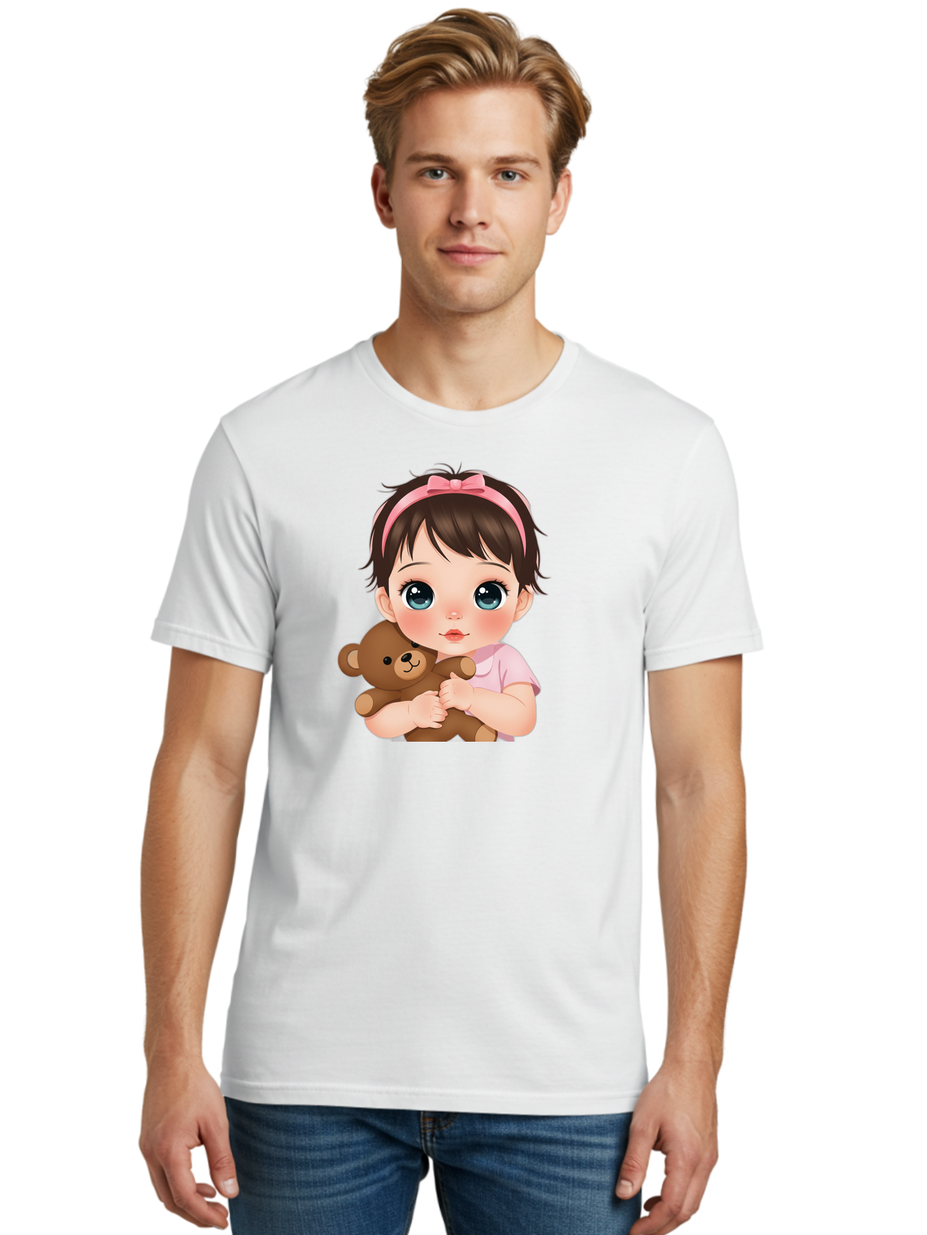 Baby-Girl-With-Teddy Men'S Graphic Tee, 100% Cotton, Comfortable Casual Summer Wear, Machine Washable, Vintage Camera, Old Camera, Antique Camera, Black Camera, Classic Photography, Photography Equipment, Nostalgic Device, Film Camera, Bak014
