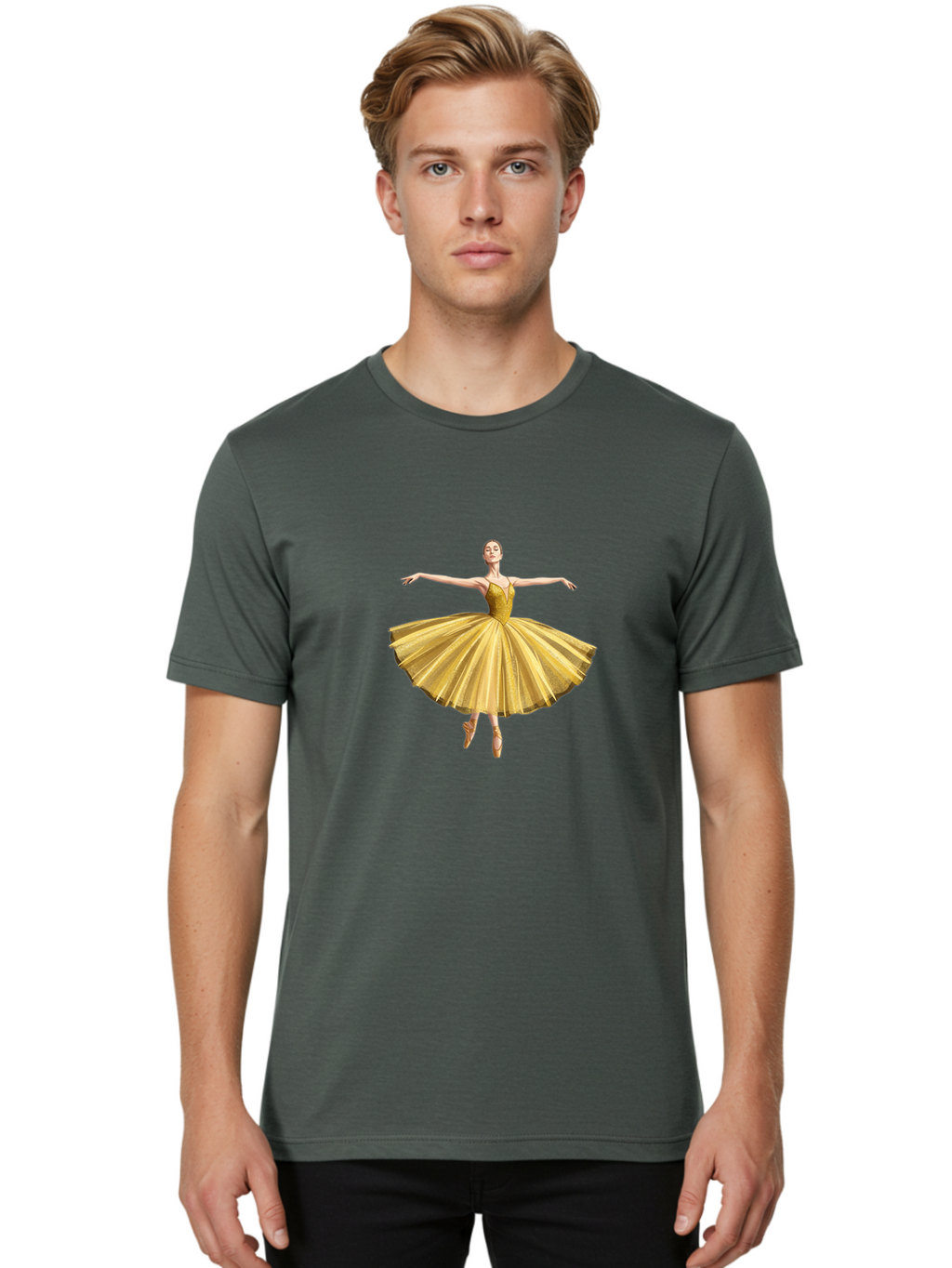 Ballerina-In-Gold-Tutu Men'S Graphic Tee, 100% Cotton, Comfortable Casual Summer Wear, Machine Washable, Vintage Camera, Old Camera, Antique Camera, Black Camera, Classic Photography, Photography Equipment, Nostalgic Device, Film Camera, Bak021