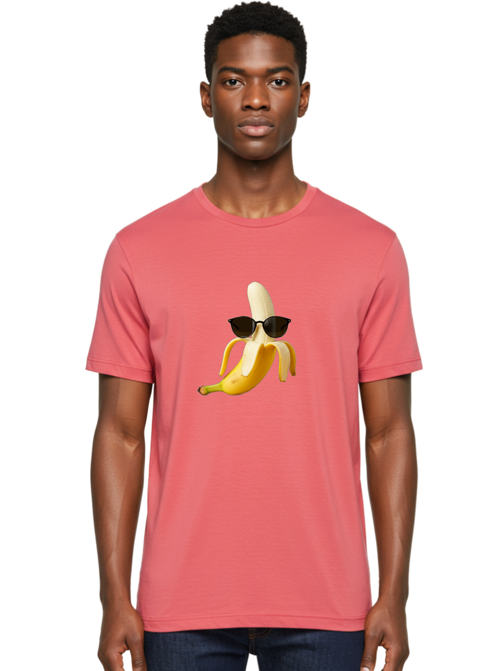 Banana-Sunglasses Men'S Graphic Tee, 100% Cotton, Comfortable Casual Summer Wear, Machine Washable, Vintage Camera, Old Camera, Antique Camera, Black Camera, Classic Photography, Photography Equipment, Nostalgic Device, Film Camera, Camera Art Bak029