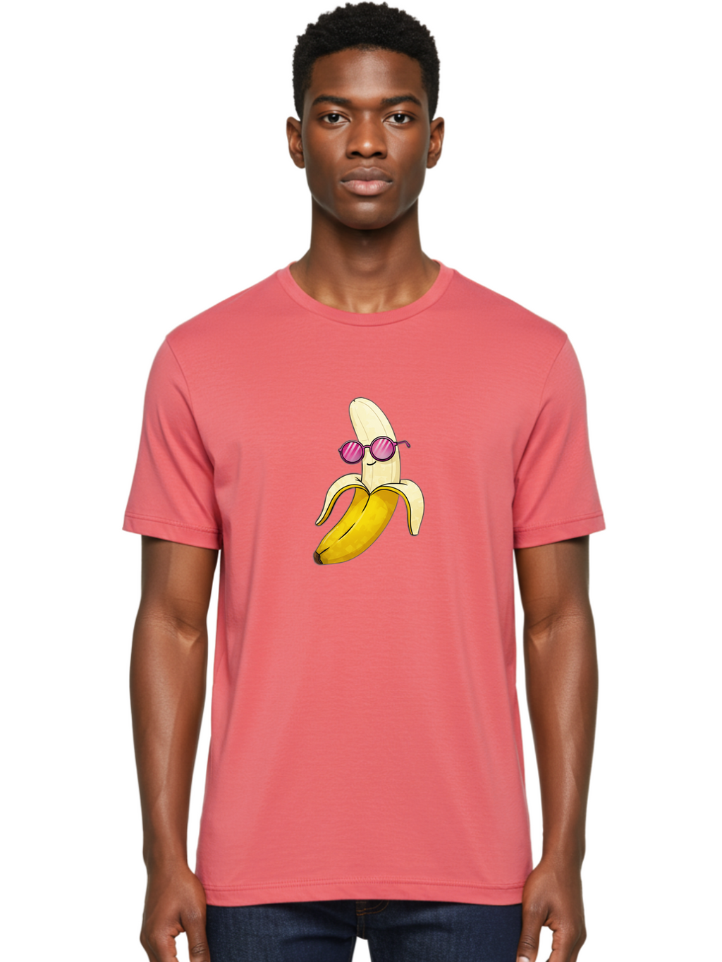 Banana-With-Sunglasses-2 Men'S Graphic Tee, 100% Cotton, Comfortable Casual Summer Wear, Machine Washable, Vintage Camera, Old Camera, Antique Camera, Black Camera, Classic Photography, Photography Equipment, Nostalgic Device, Film Camera, Bak032